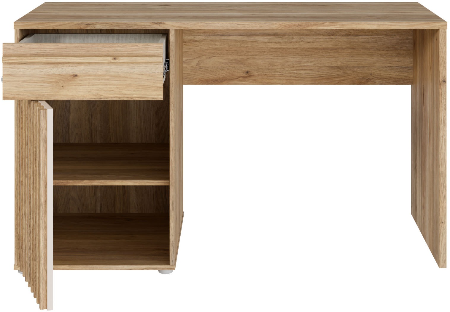 FORTE Schreibtisch »Soft Close und Vollauszug, viel Stauraum, in 2 Farben erhältlich« B/H/T 130/76/60 cm/Schubkasten mit Vollauszug