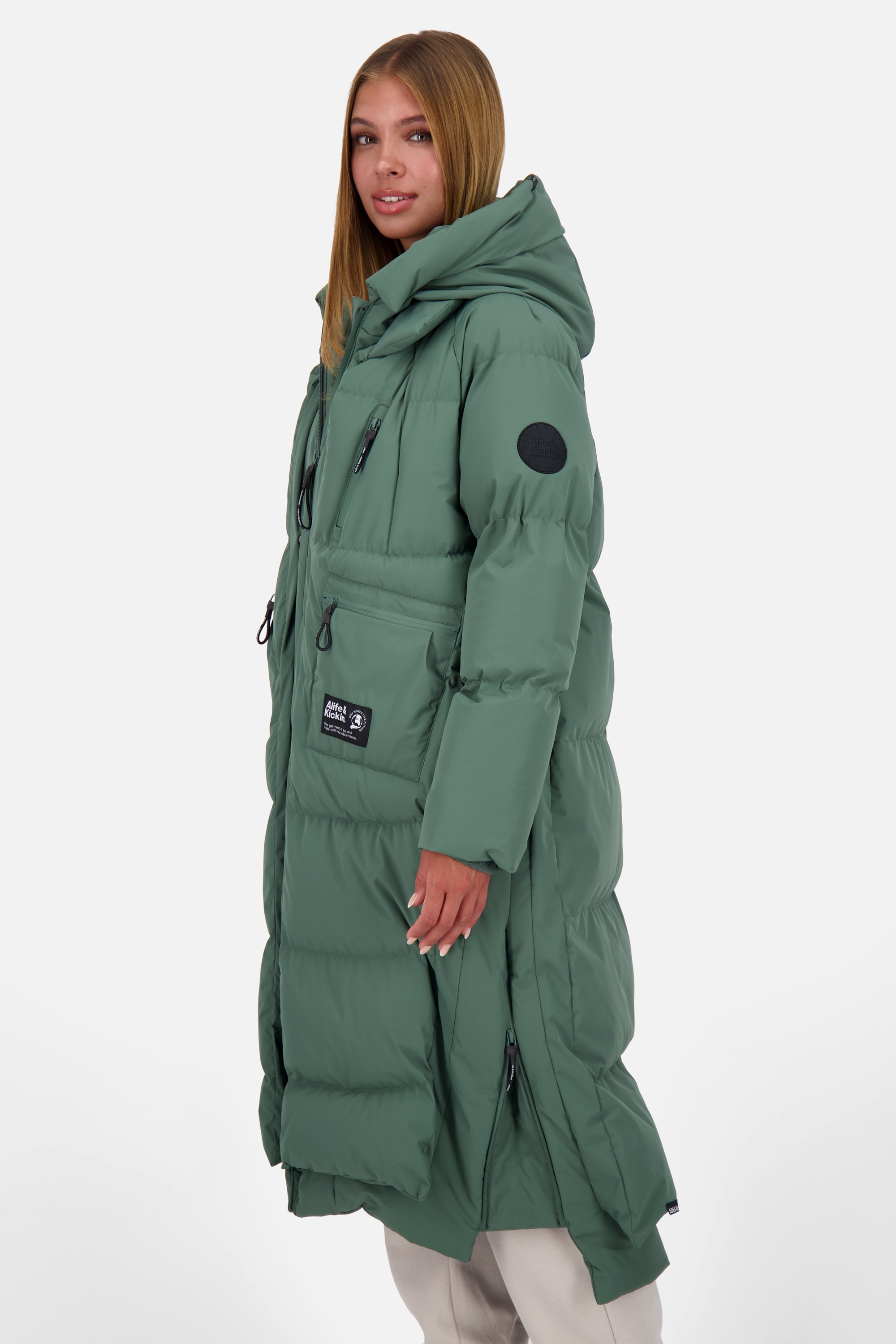 Alife & Kickin Winterjacke »Damen RihannaAK A«, mit Kapuze, Langer, warmer Wintermantel mit großer Kapuze und Fleece Innenfutter