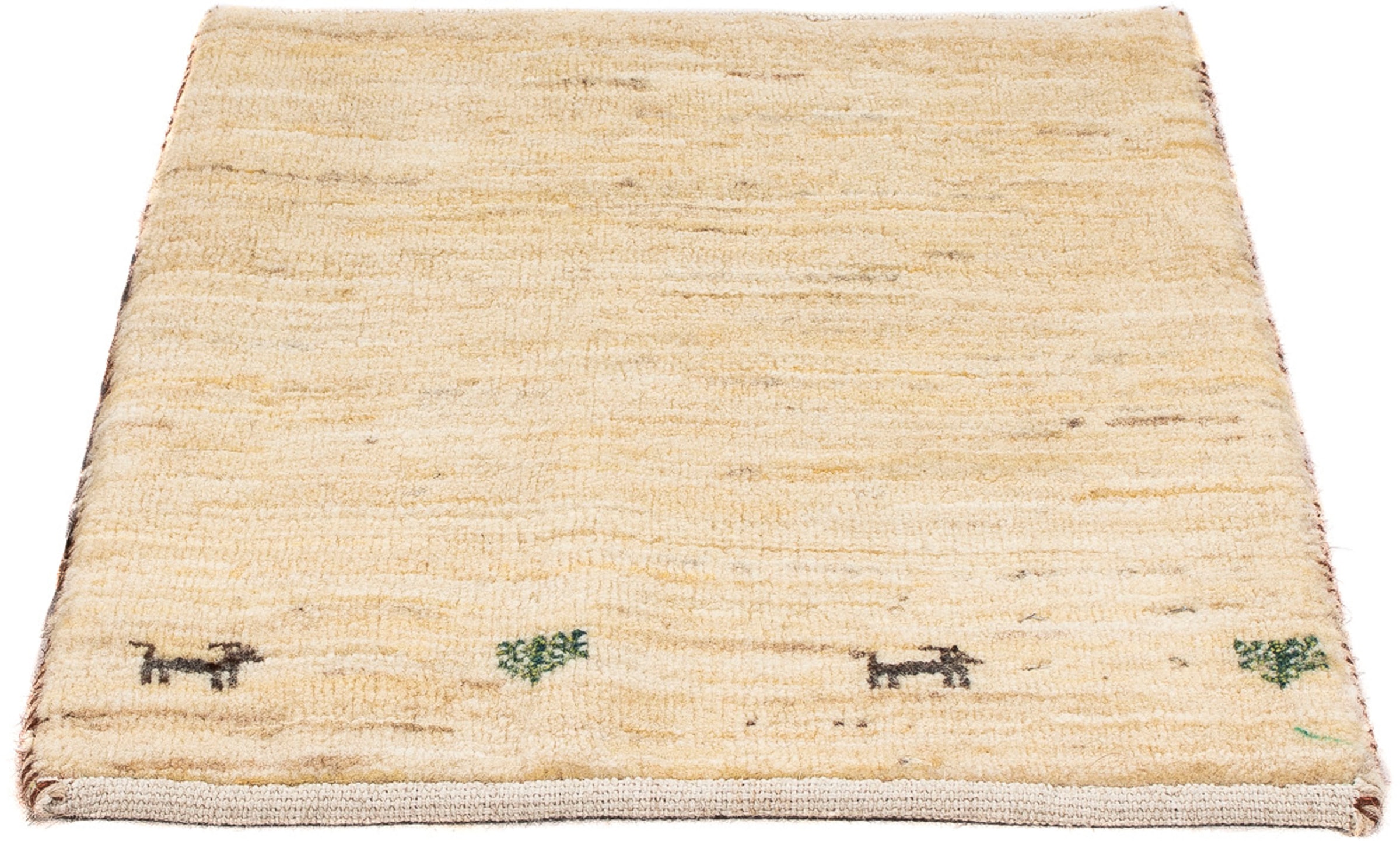 morgenland Wollteppich »Gabbeh - Loribaft Perser quadratisch - 45 x 40 cm - beige«, quadratisch, Wohnzimmer, Handgeknüpft, Einzelstück mit Zertifikat