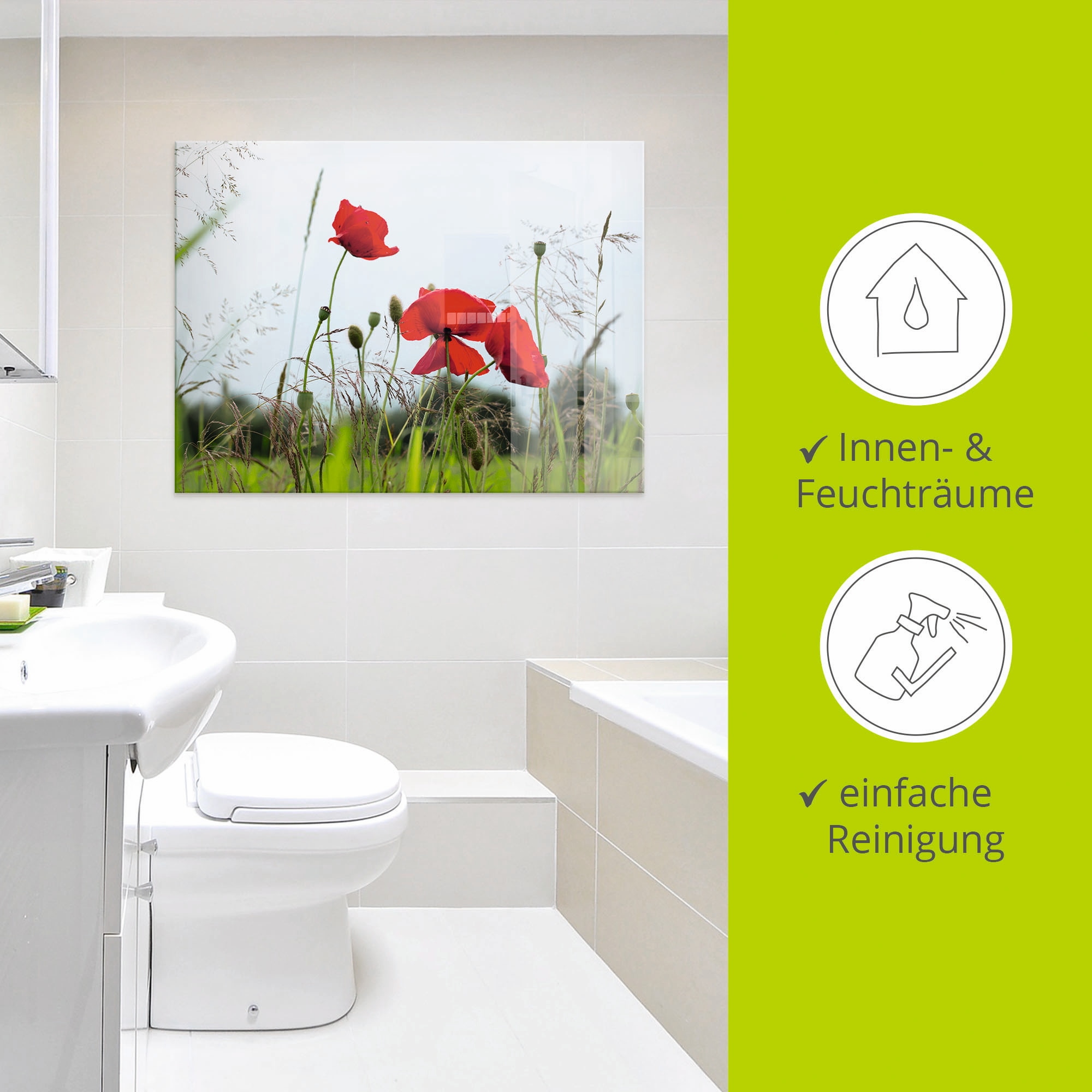 Artland Glasbild »Mohnblumen I«, Blumen, (1 St.), in verschiedenen Größen