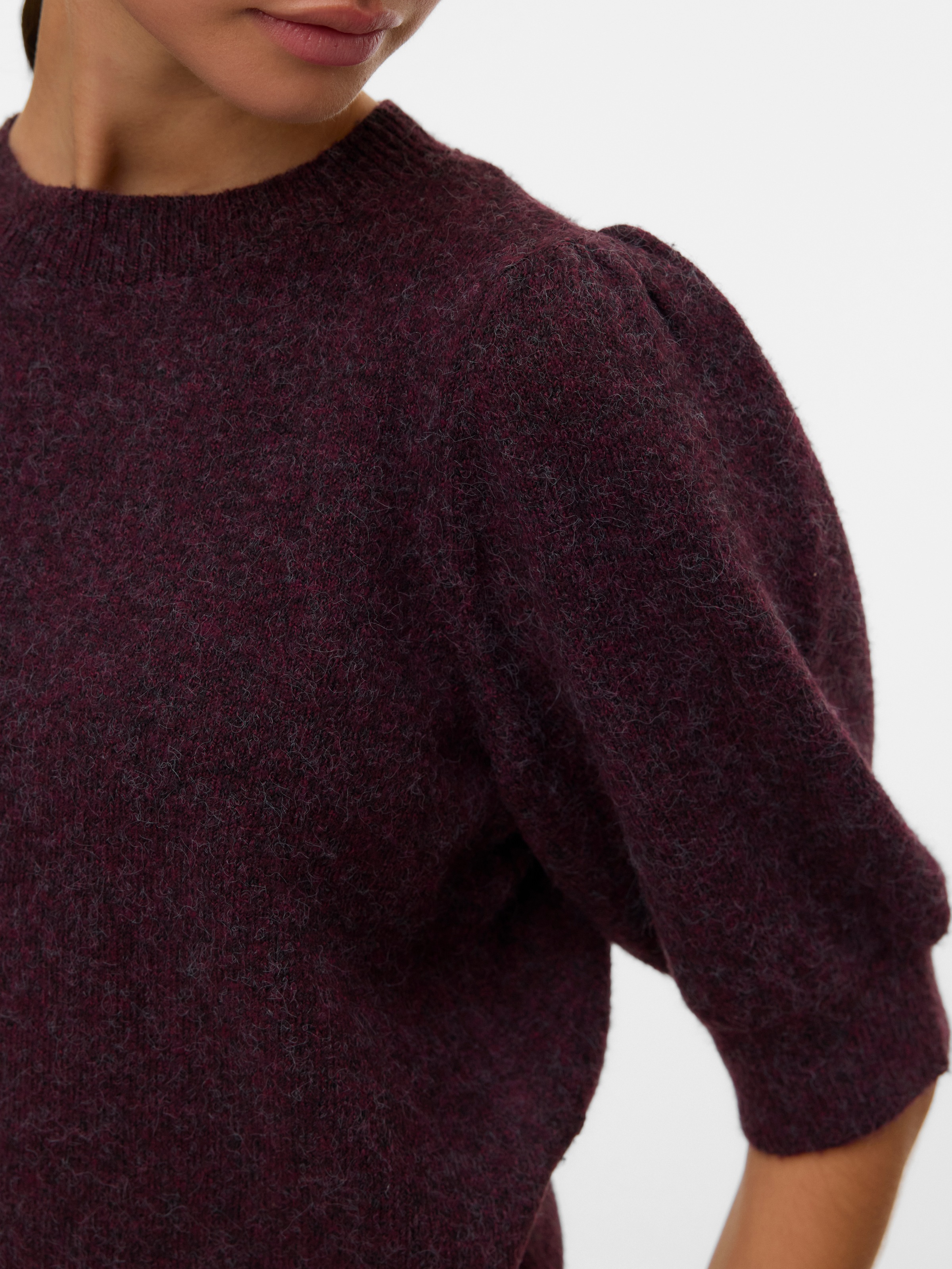 Thumbnail - Vero Moda Rundhalspullover "VMDOFFY 2/4 O-NECK PULLOVER GA NOOS" mit kurzen Puffärmeln