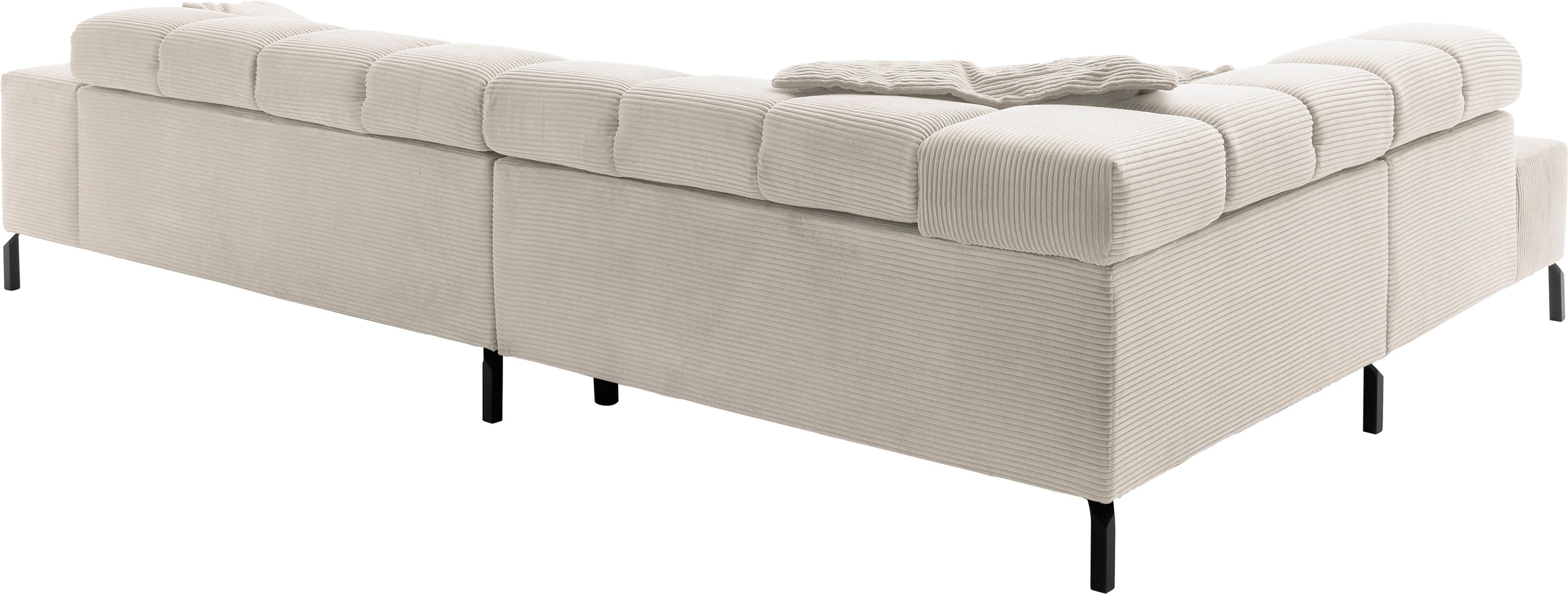 INOSIGN Ecksofa »Ancona New, wahlweise motorische Sitztiefenverstellung, auch in Cord«, feine Steppung, mit Kopfteilverstellung, 3 Zierkissen, L-Form