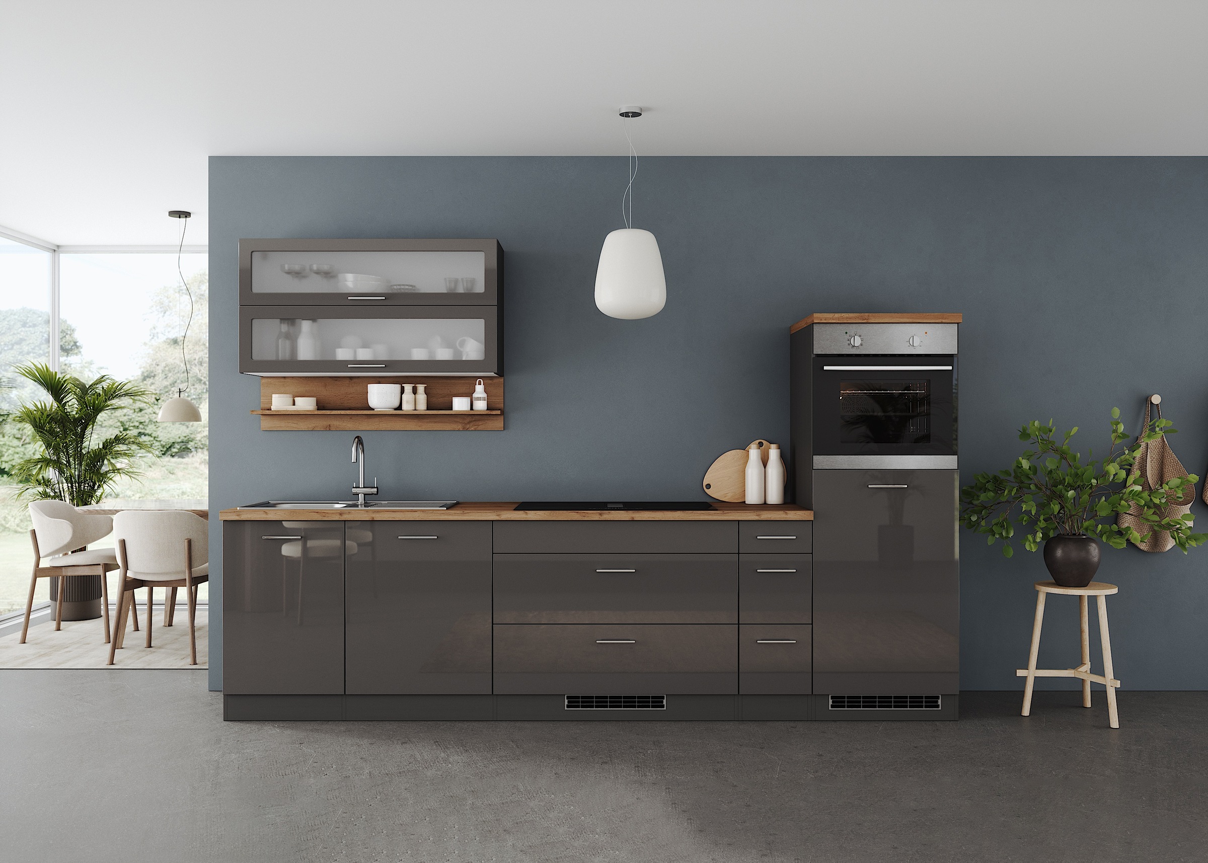 KOCHSTATION Küchenzeile "KS-Milan, optional mit Muldenlüfter" Breite 300 cm günstig online kaufen