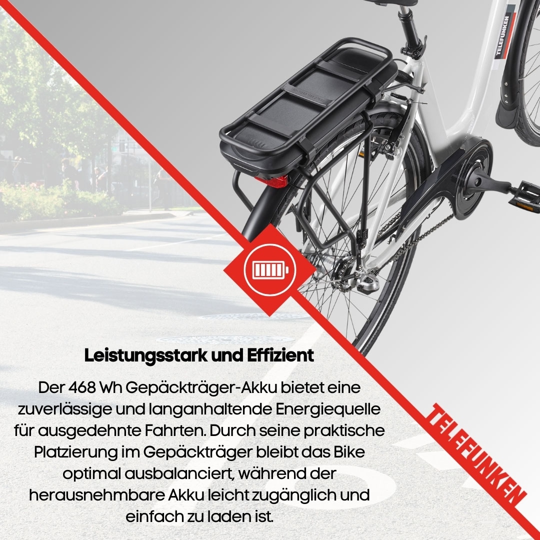 Telefunken E-Bike »Multitalent RC835«, 3 Gang, Shimano, Frontmotor 250 W, (28 Zoll, Straßenzulassung, ca. 100 km Reichweite), Pedelec, Elektrofahrrad für Herren u. Damen, tiefer Einstieg