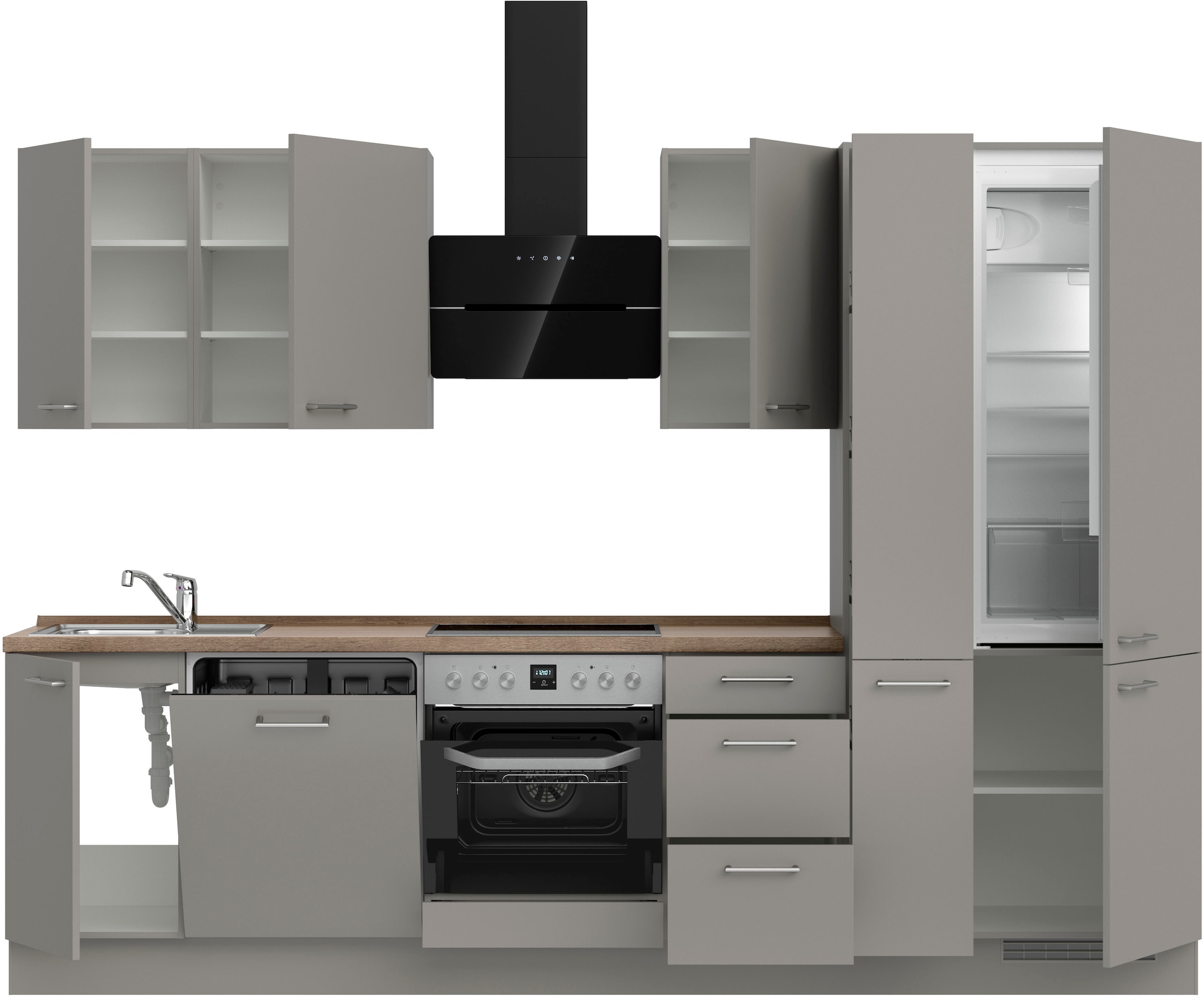 nobilia® Küchenzeile »"Laser II"«, vormontiert, Ausrichtung wählbar, Breite 300 cm, wahlw. mit E-Geräten