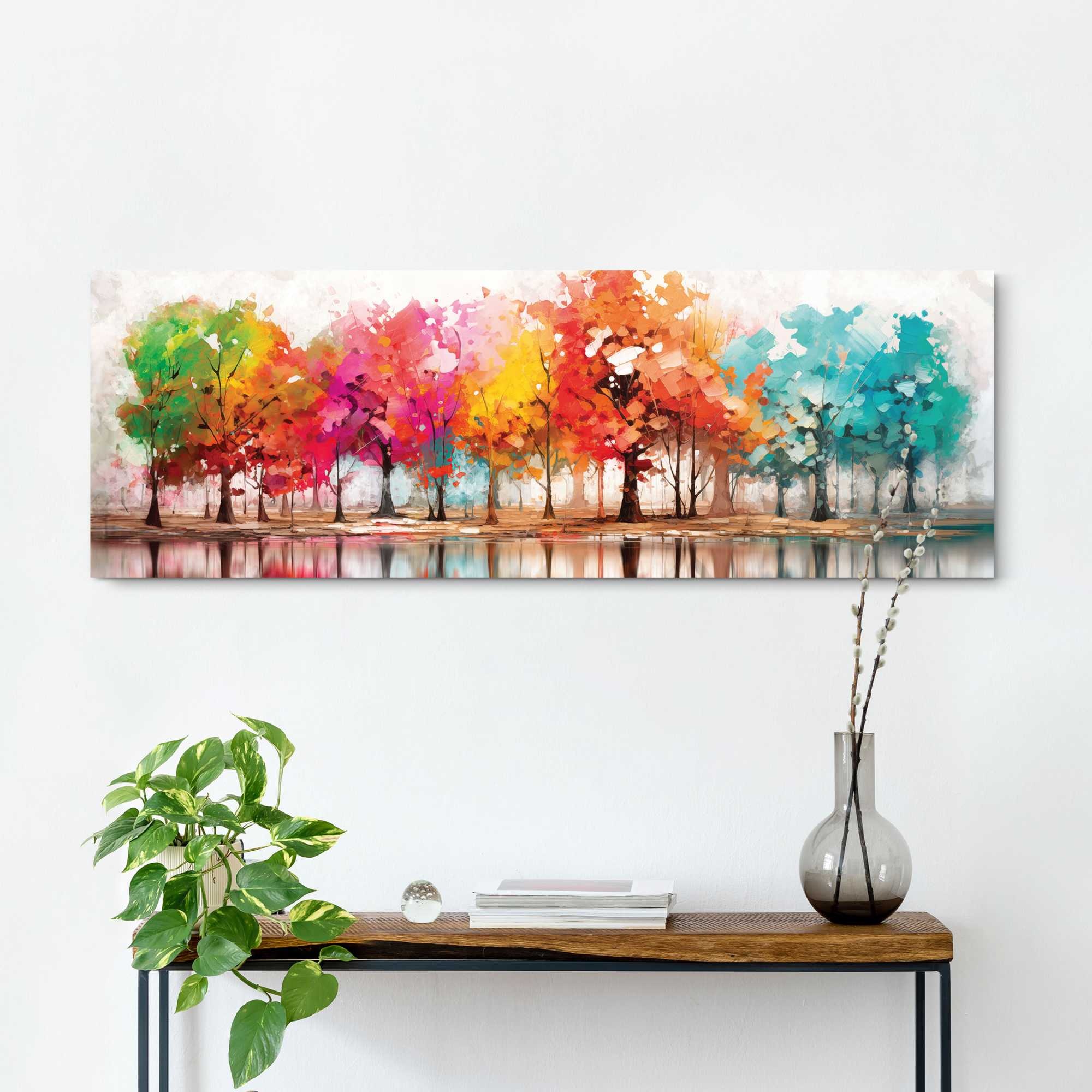 Reinders! Deco-Panel »Farbenfroher Wald«, Wohnzimmer - Mehrfarbig - MDF - Wald - 118x40 cm