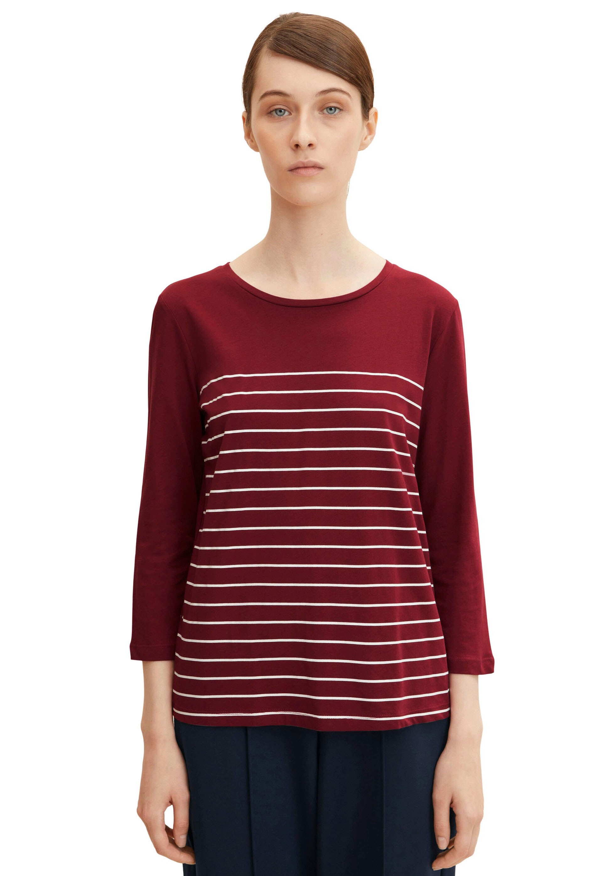 TOM TAILOR 3/4-Arm-Shirt Packung, 2er-Pack, 2 Stk. im Doppel - immer Ringel günstig online kaufen