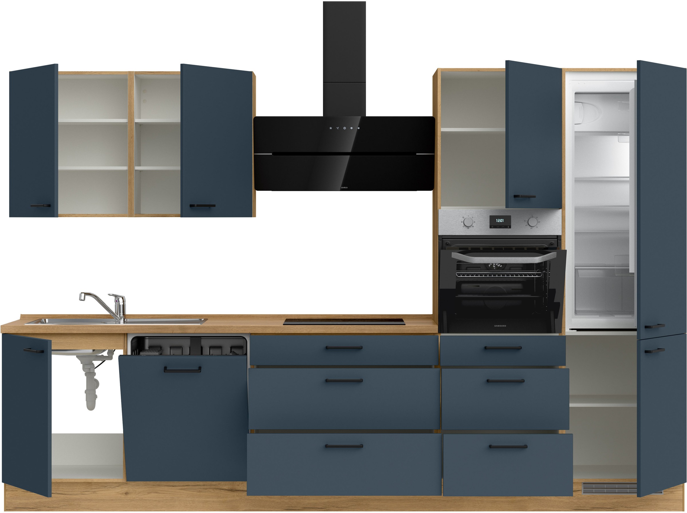 nobilia® Küchenzeile »"Easytouch II"«, vormontiert, Ausrichtung wählbar, Breite 330 cm, wahlw. mit E-Geräten