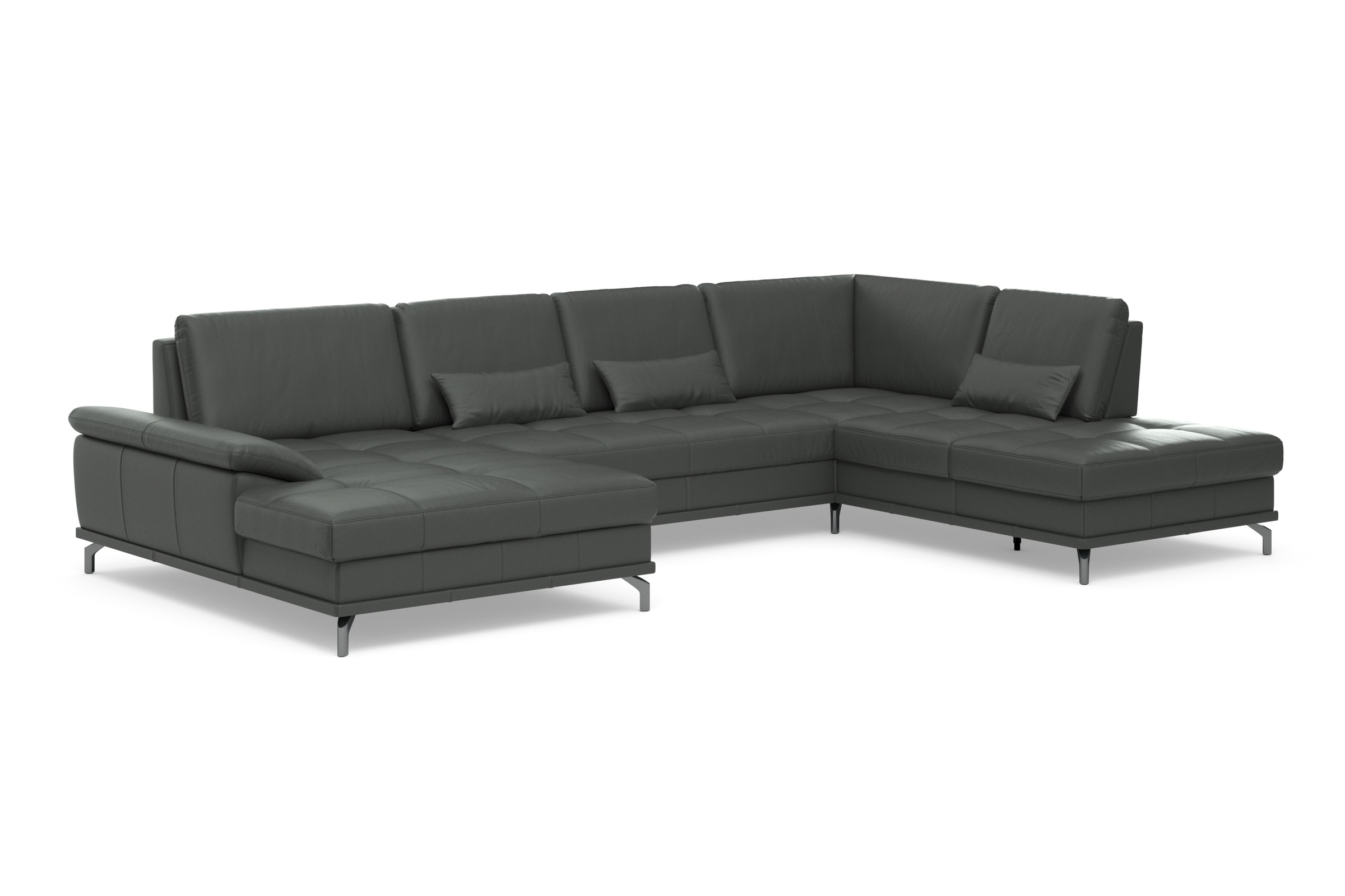 Places of Style Wohnlandschaft »Costello U-Form, mit Sitztiefenverstellung, Armteilverstellung und«, 3 Nierenkissen, optional Bettfunktion und Bettkasten