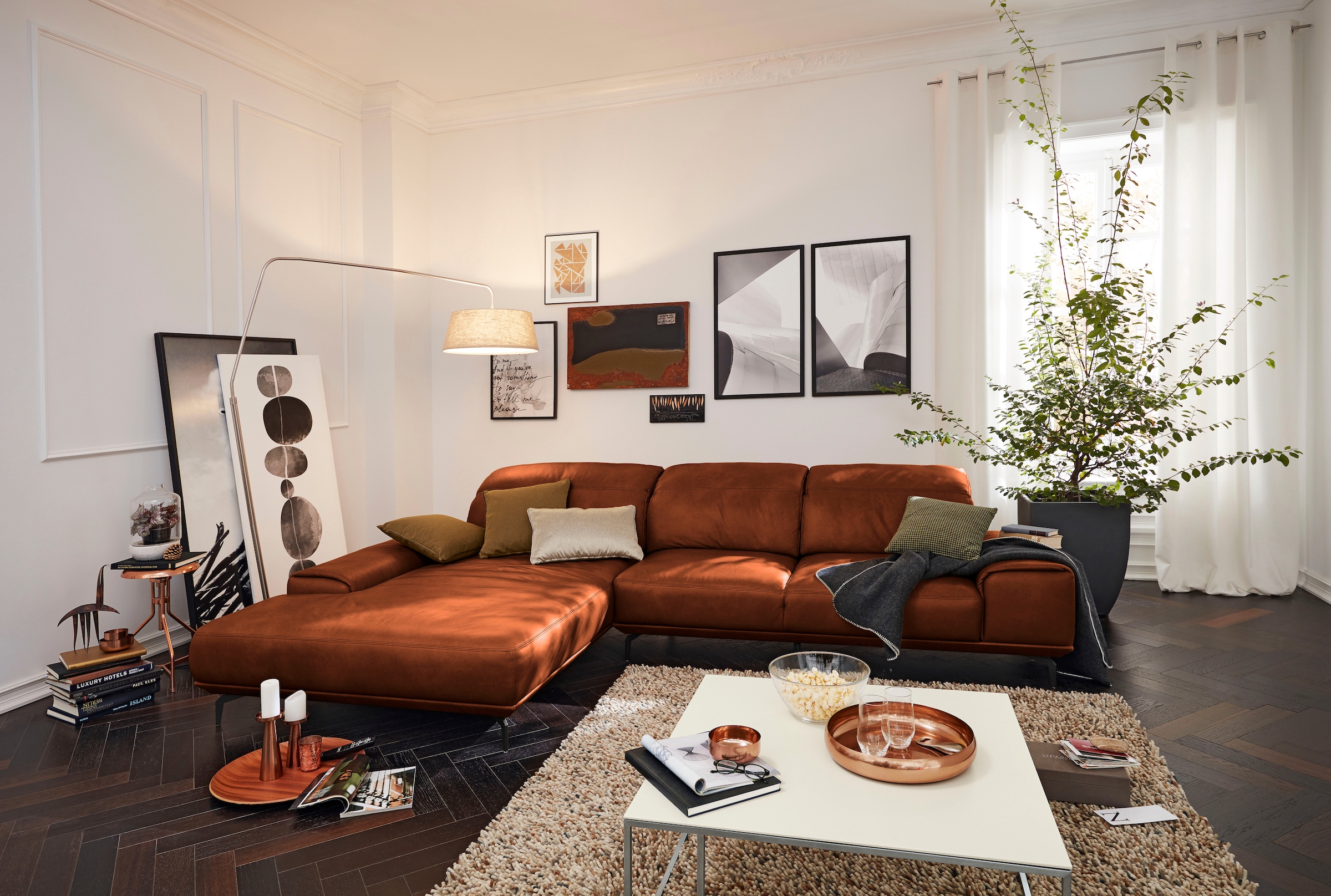 Musterring Wohnlandschaft »MR 2490«, Fuß Schwarz, Sitzhöhe 46cm, wahlweise mit Funktionen, Maße 342x207 cm