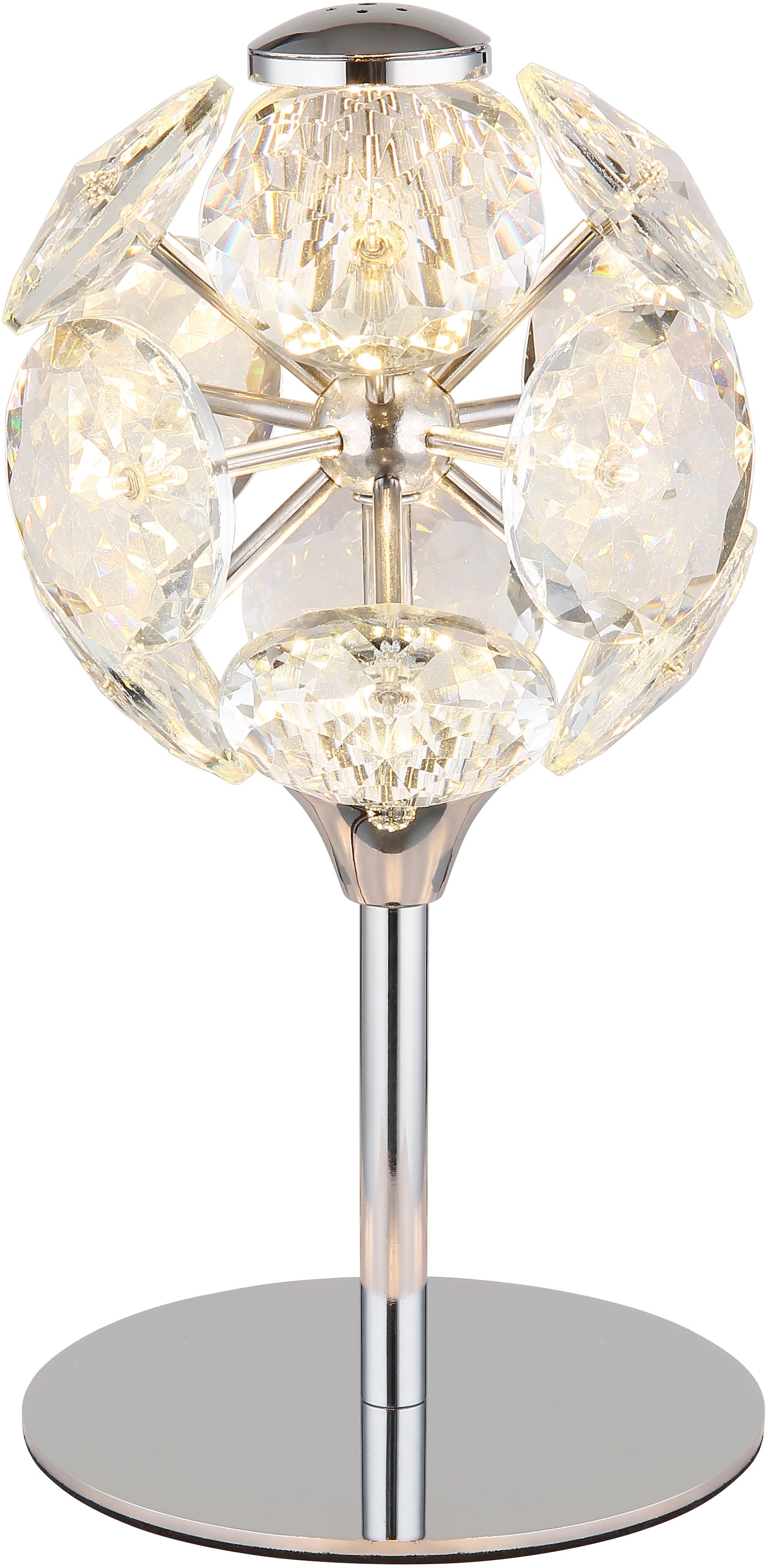 "GLOBO LIGHTING Tischleuchte ""VIRINA"", silber (verchromt), Ø 15cm H: 26,5cm, 1 Stk., Leuchten, Tischlampe Nachttischlampe Deko-Tischleuchte
