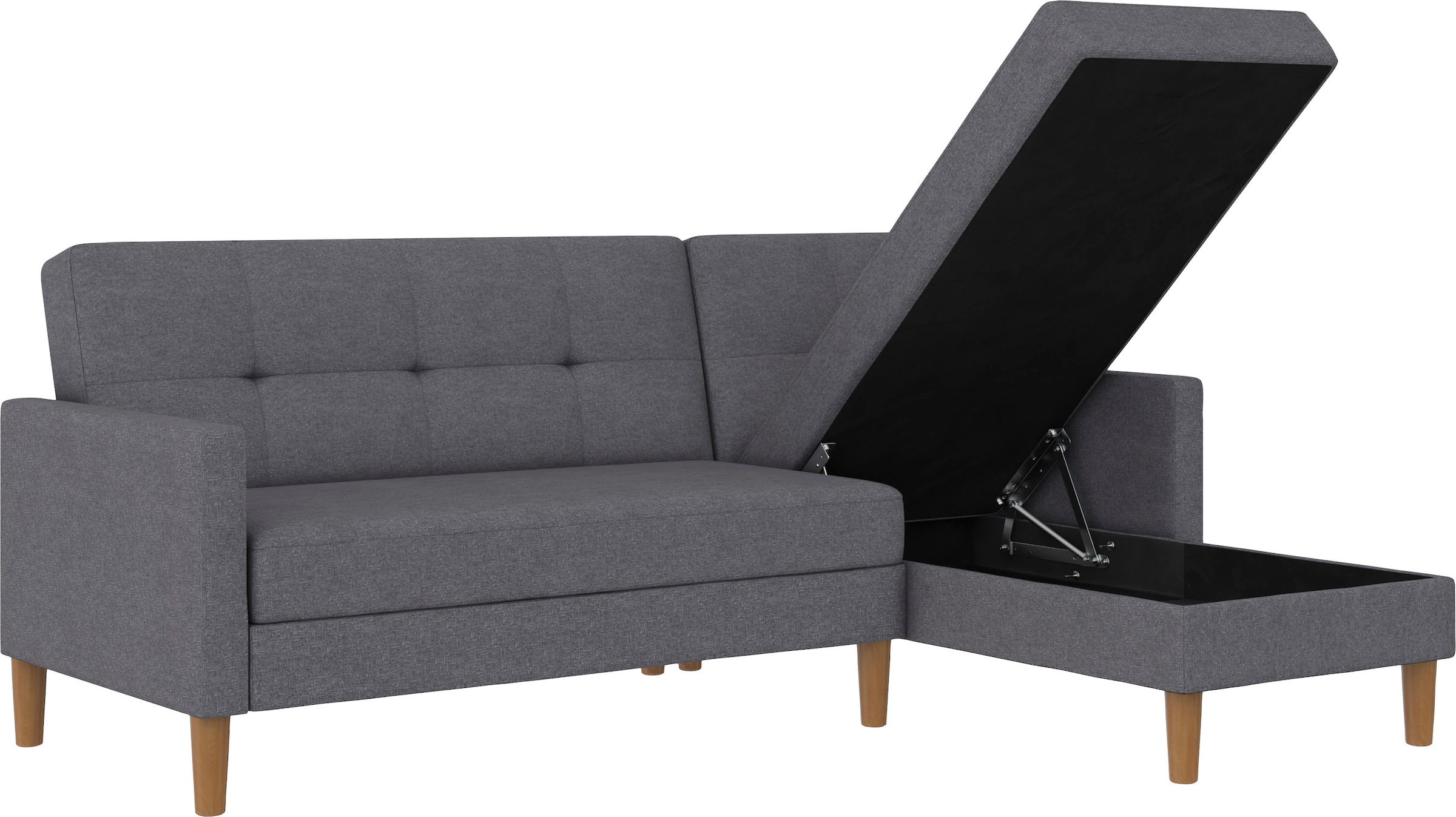 Dorel Home Ecksofa »Lilly, L-Form,«, mit Bett-Funktion, Recamiere beidseitig montierbar, Sitzhöhe 43 cm