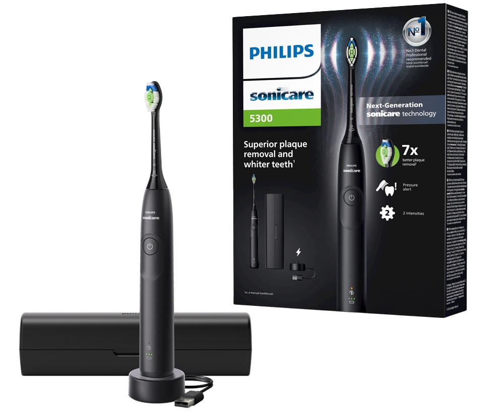 Philips Sonicare Elektrische Zahnbürste »Series 5300«, 1 St. Aufsteckbürsten, mit Andruckkontrolle, 2...