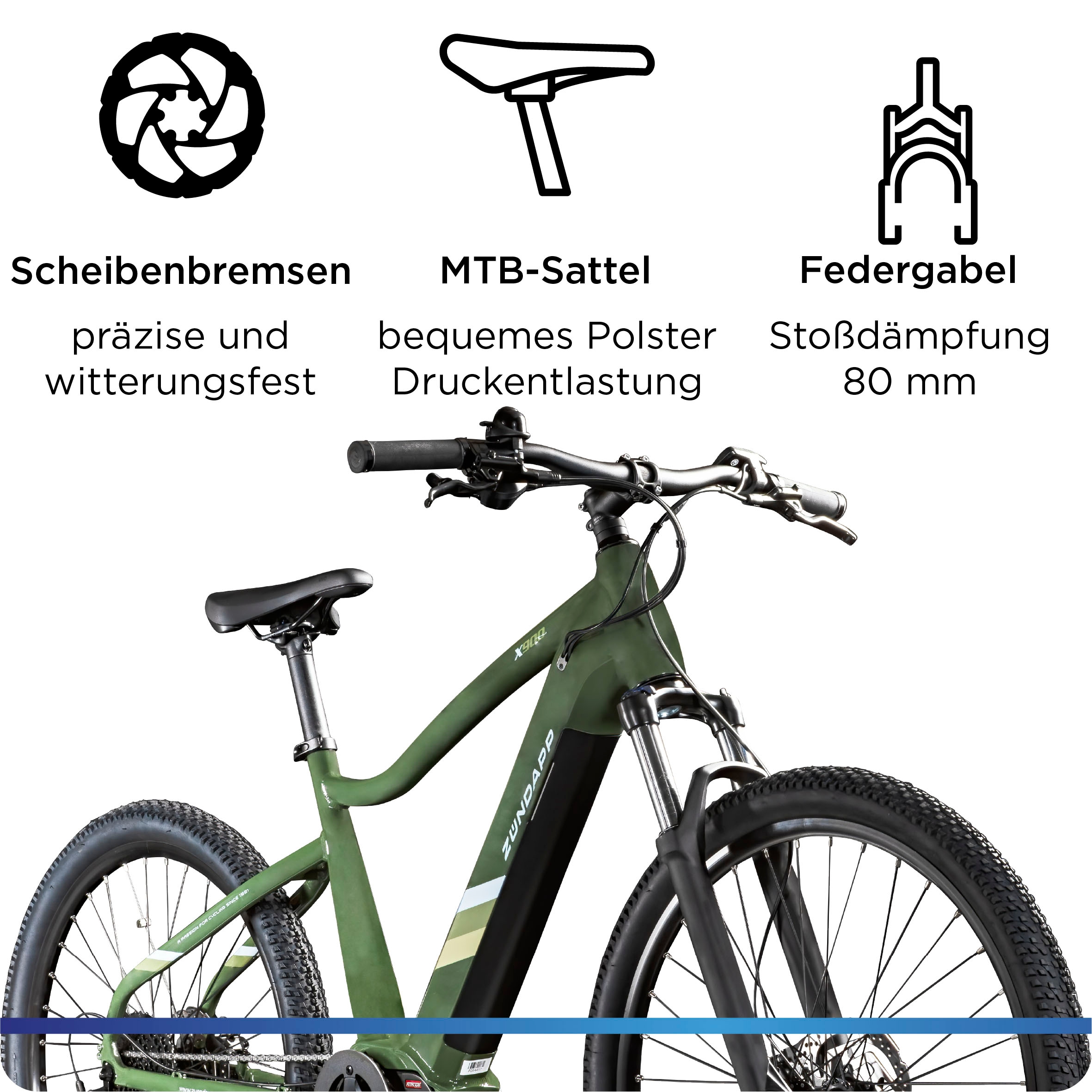 Zündapp E-Bike »X900«, 10 Gang, Shimano, Cues U6020 SGS, Mittelmotor 250 W