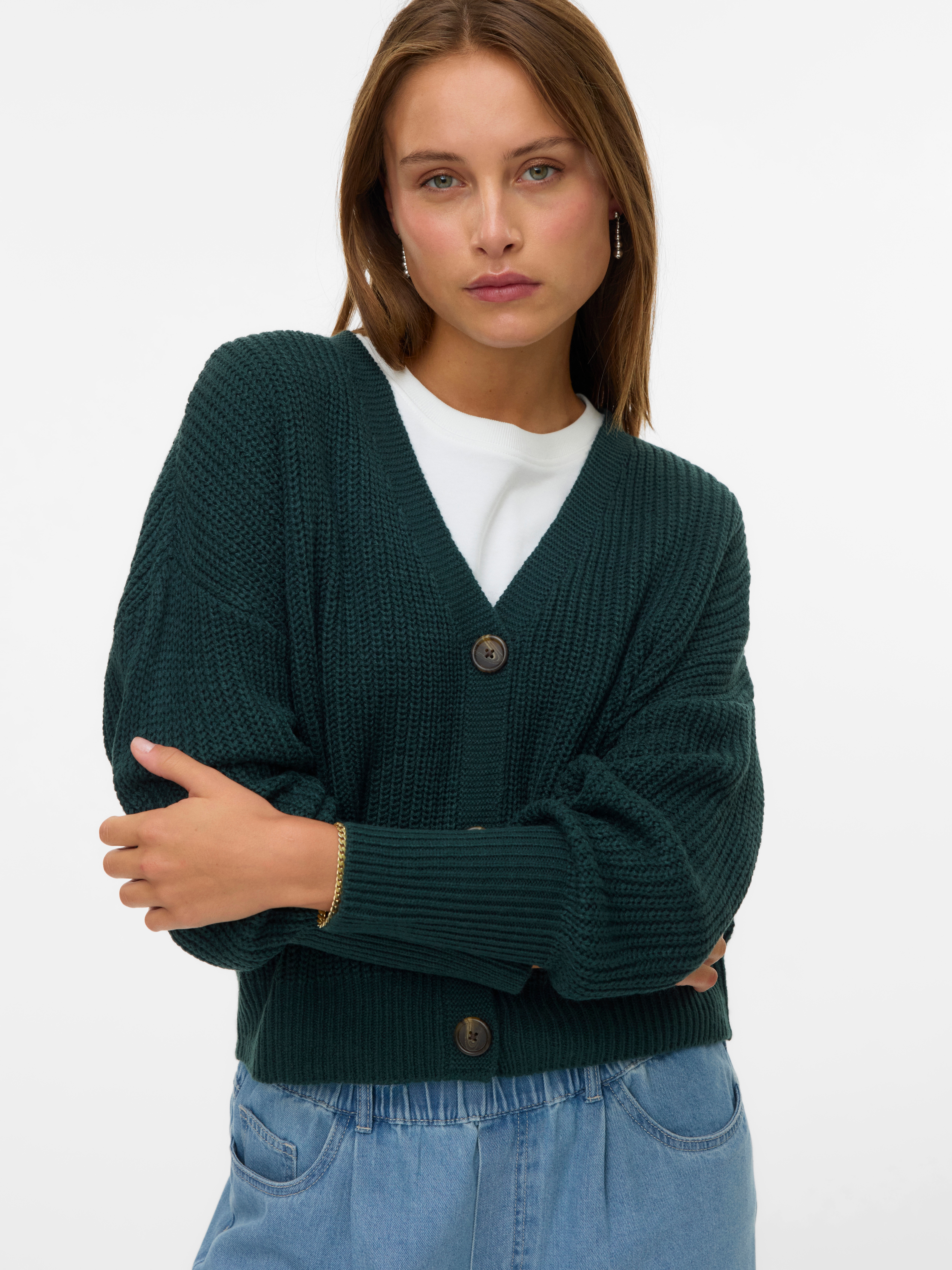 Vero Moda "VMLEA LS V-NECK CUFF CARDIGAN NOOS" Kunstfaser, regular fit