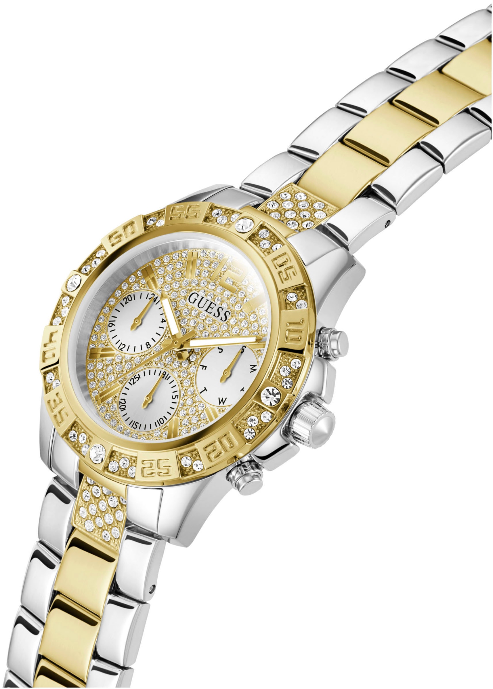 Guess Multifunktionsuhr »MAJESTY«, Quarzuhr, Armbanduhr, Damenuhr, Datum, 12/24-Std.-Anzeige