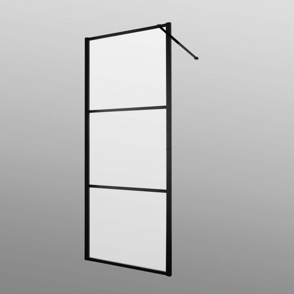 welltime Walk-in-Dusche "Walk In Black Blocks Frosted" Milchglasscheiben