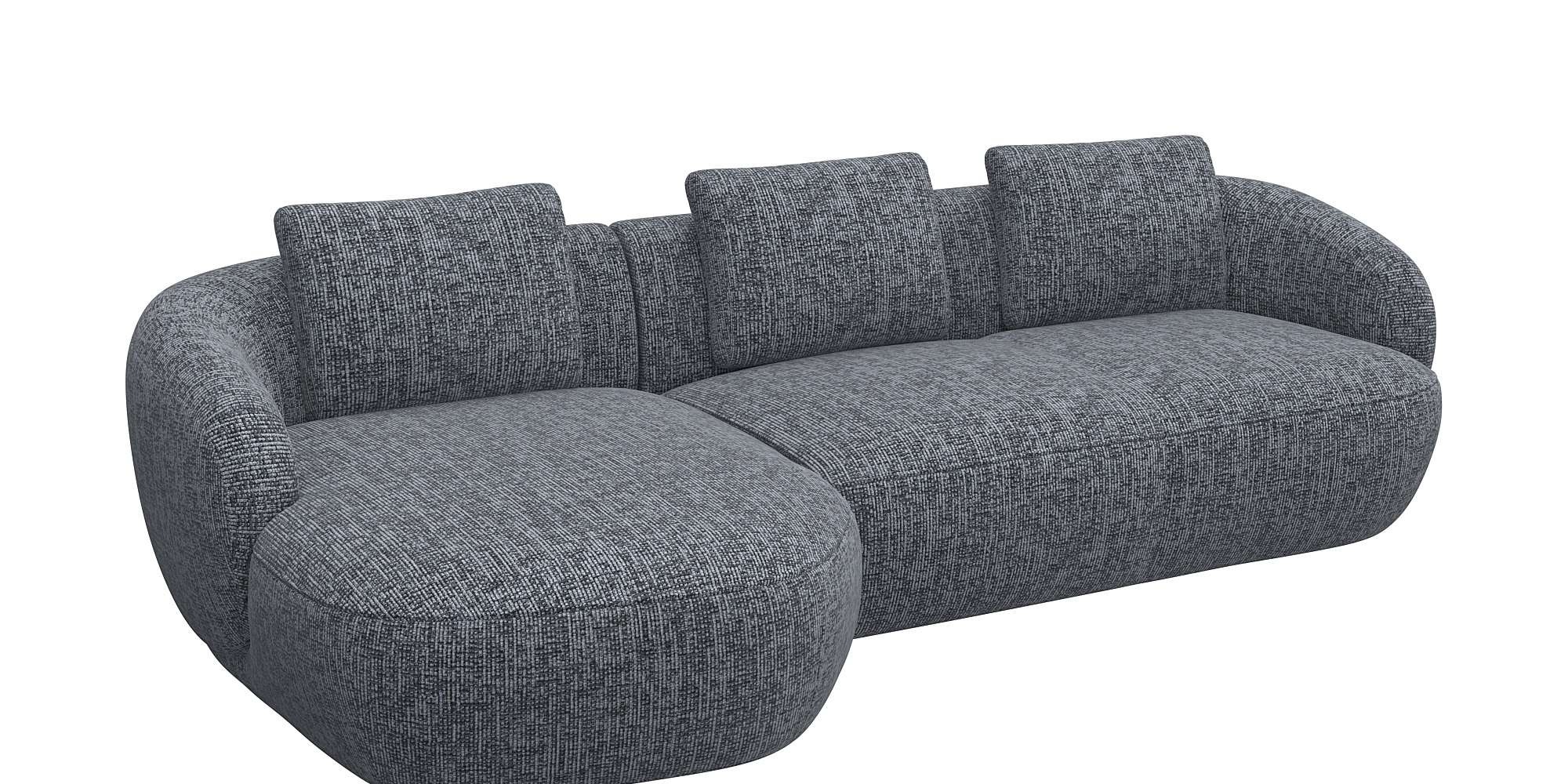 FLEXLUX Wohnlandschaft »Torino, rund, L-Form, Sofa-Ecke mit Recamiere, Longchair-Sofa«, Modernes, organisches Sofa-Design, Kaltschaum, Wellenunterfederung