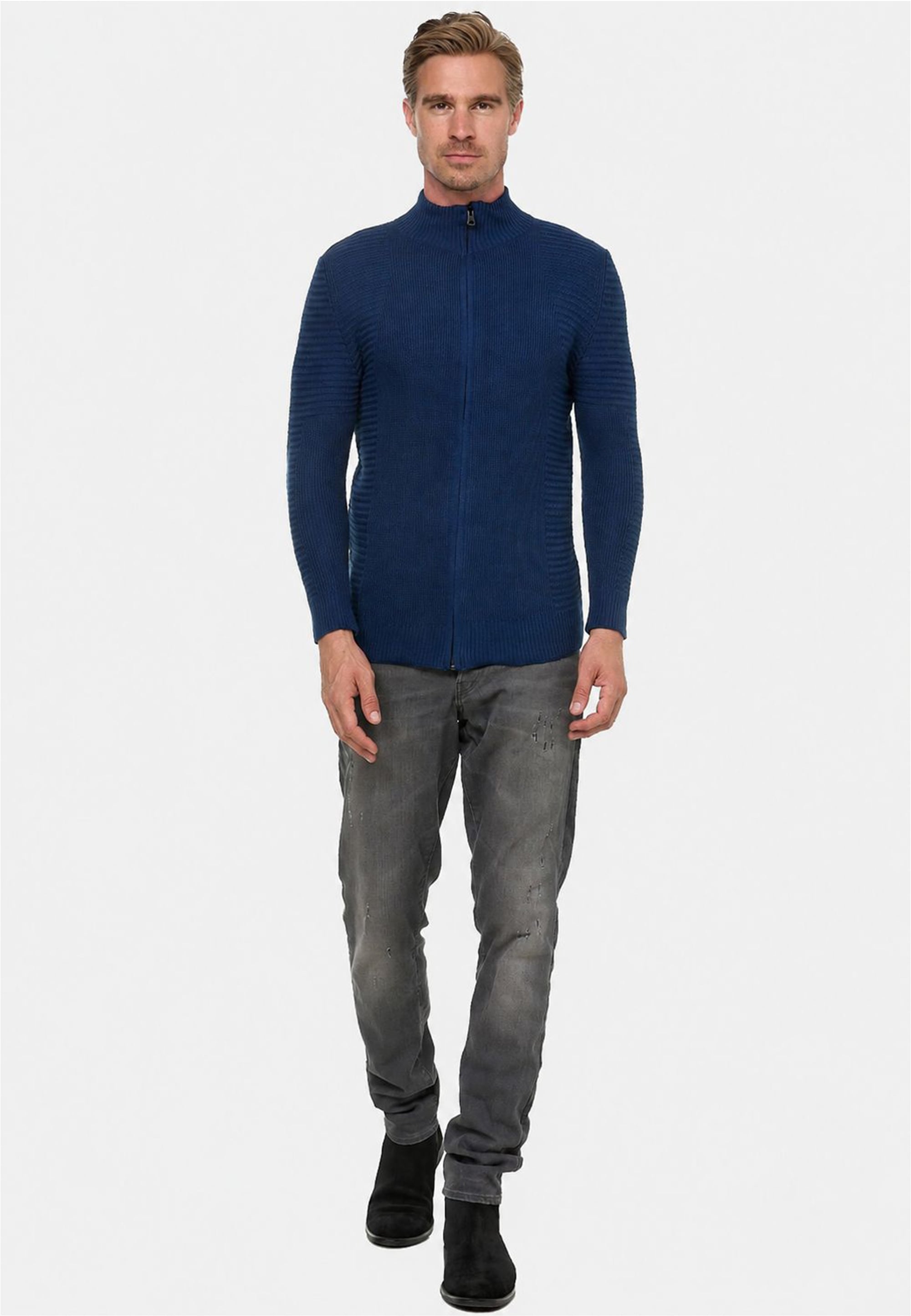 Rusty Neal Strickjacke »Knitwear« mit klassischem Stehkragen