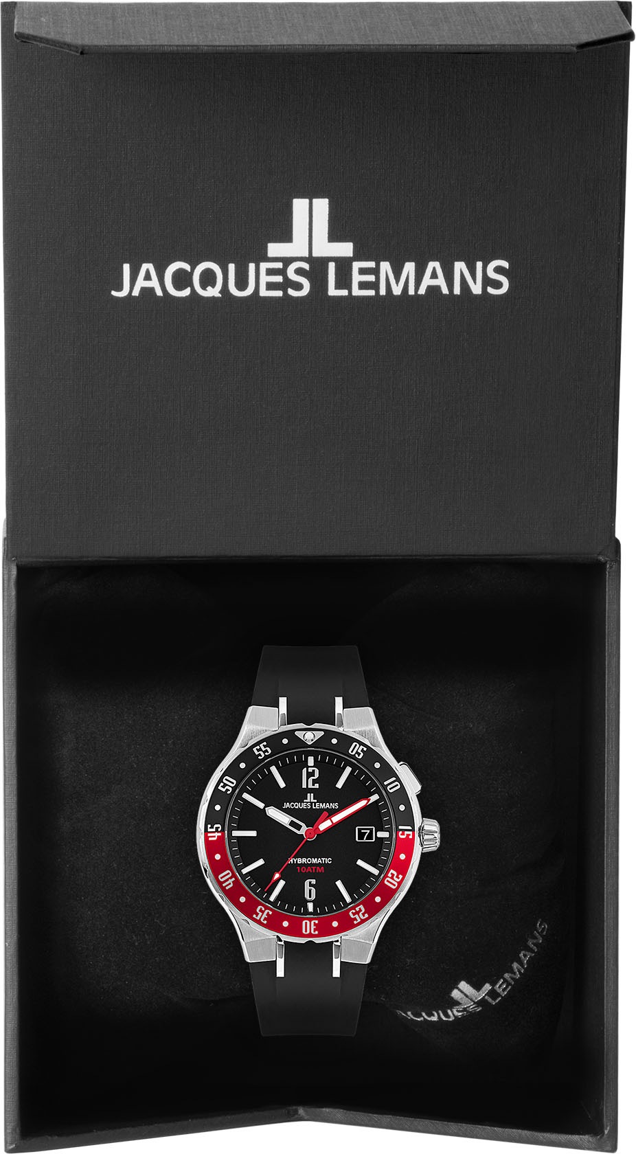 Jacques Lemans Kineticuhr »Hybromatic«, Armbanduhr, Herrenuhr, Datum, Silikonarmband, bis 10 bar wasserd.