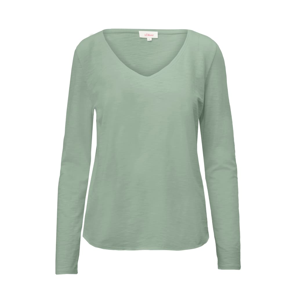 s.Oliver Langarmshirt, mit tiefem V-Ausschnitt