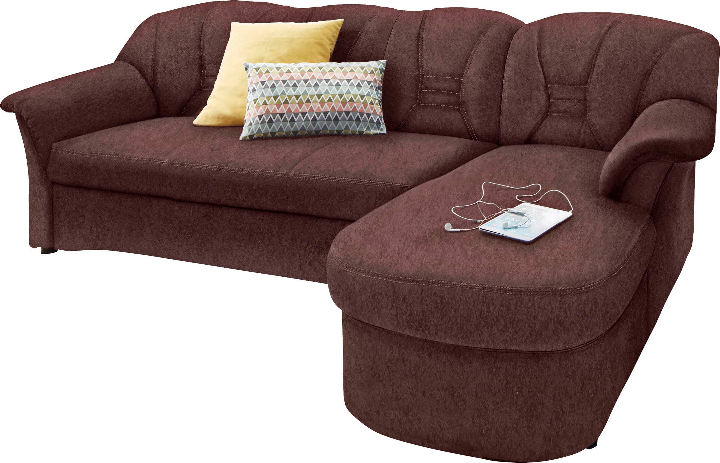 DOMO collection Ecksofa "Elva, zeitlose Formensprache, elegante Rückenstepp günstig online kaufen