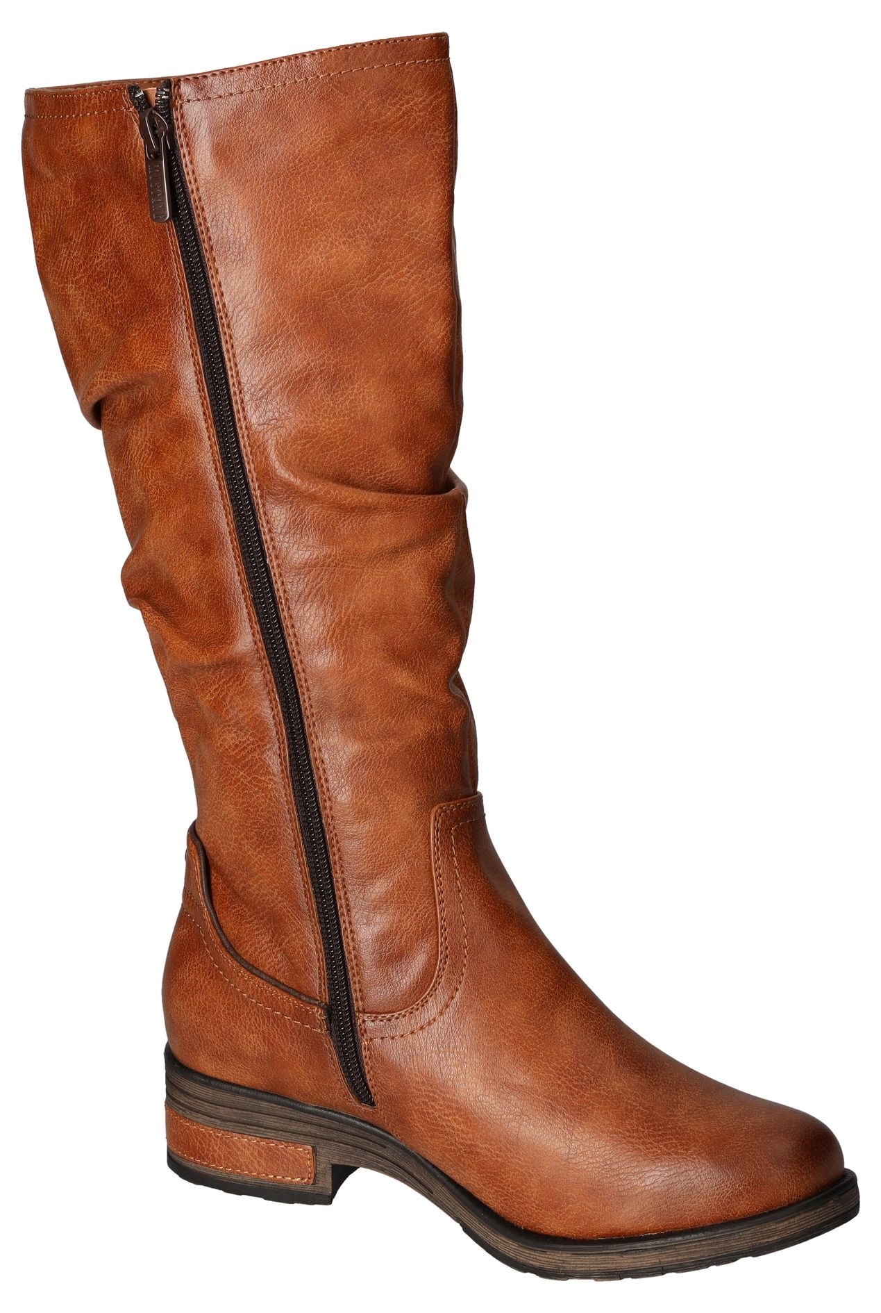 Mustang Shoes Winterstiefel, Langschaftstiefel, Blockabsatz, mit Raffungen am slouchy Schaft