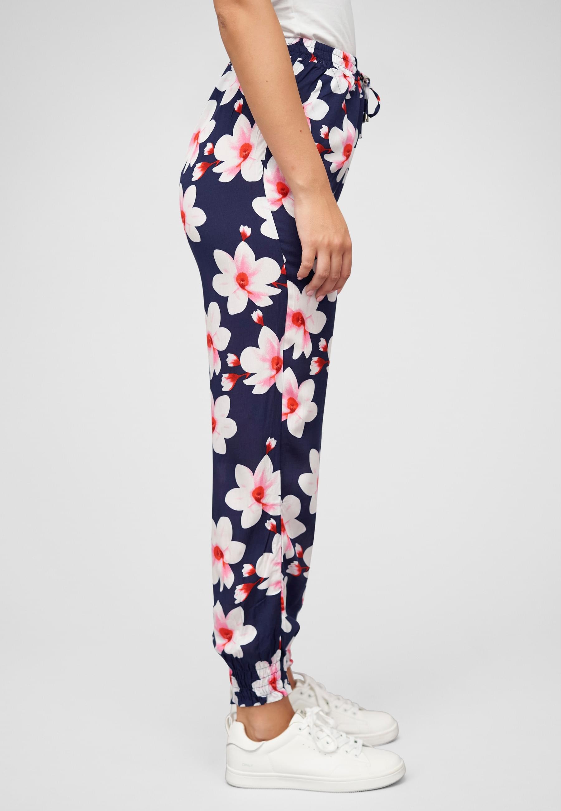 CLOUD 5IVE Stoffhose »CLOUD 5IVE Viskose Hose mit Bündchen 2-Pockets & Big Flowers«
