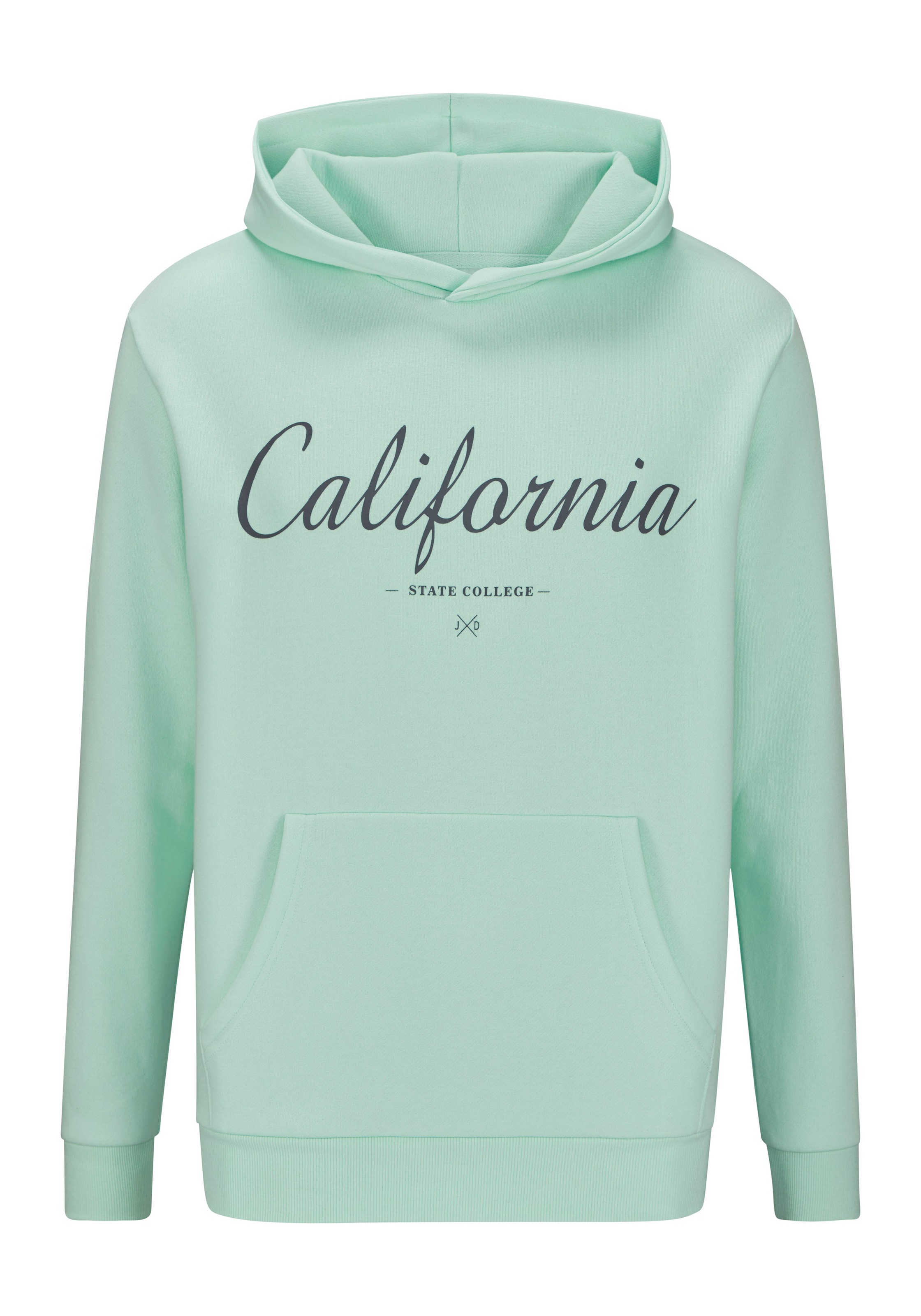 John Devin Hoodie, Sweatshirt mit coolem Druck, aufgesetzter Tasche und Kap günstig online kaufen