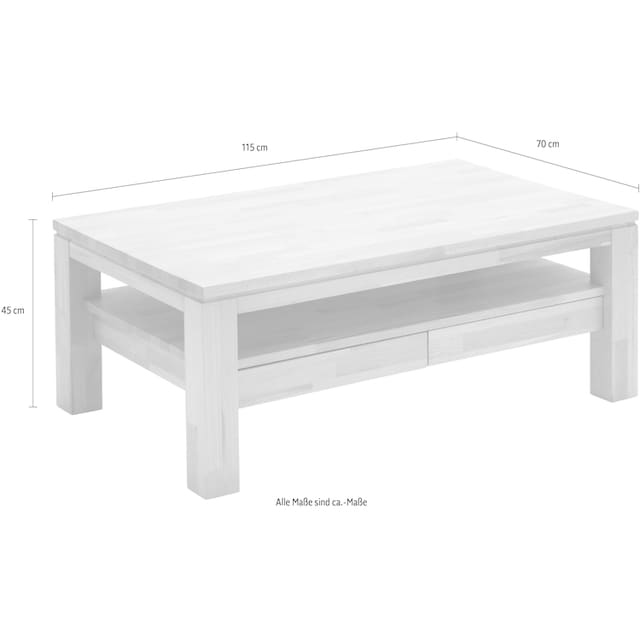 MCA furniture Couchtisch, Couchtisch Massivholz mit Schubladen bestellen |  BAUR