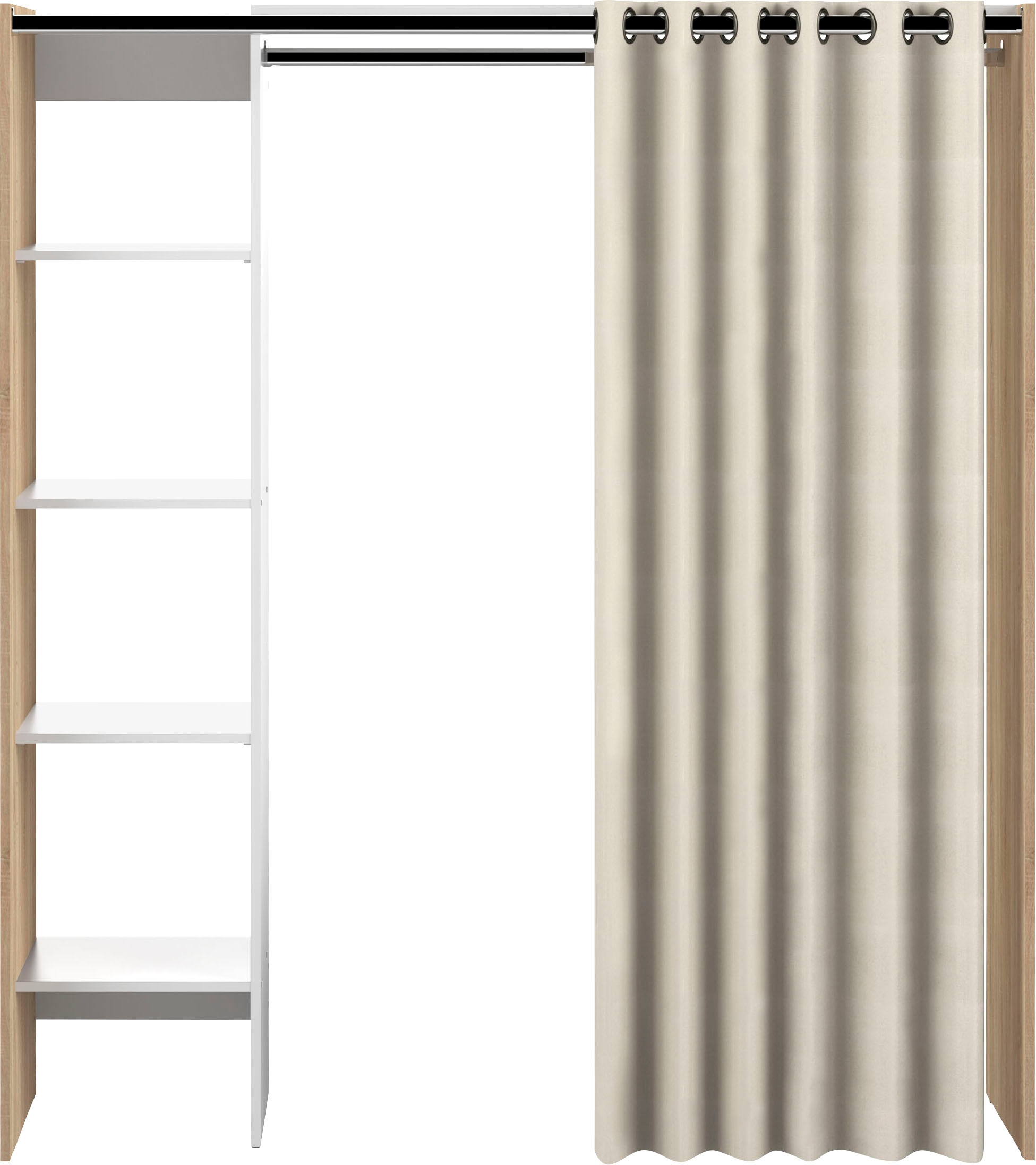 TemaHome Kleiderschrank "Tom", ausziehbarer Kleiderschrank, Vorhang und viele Fächer, Höhe 181 cm