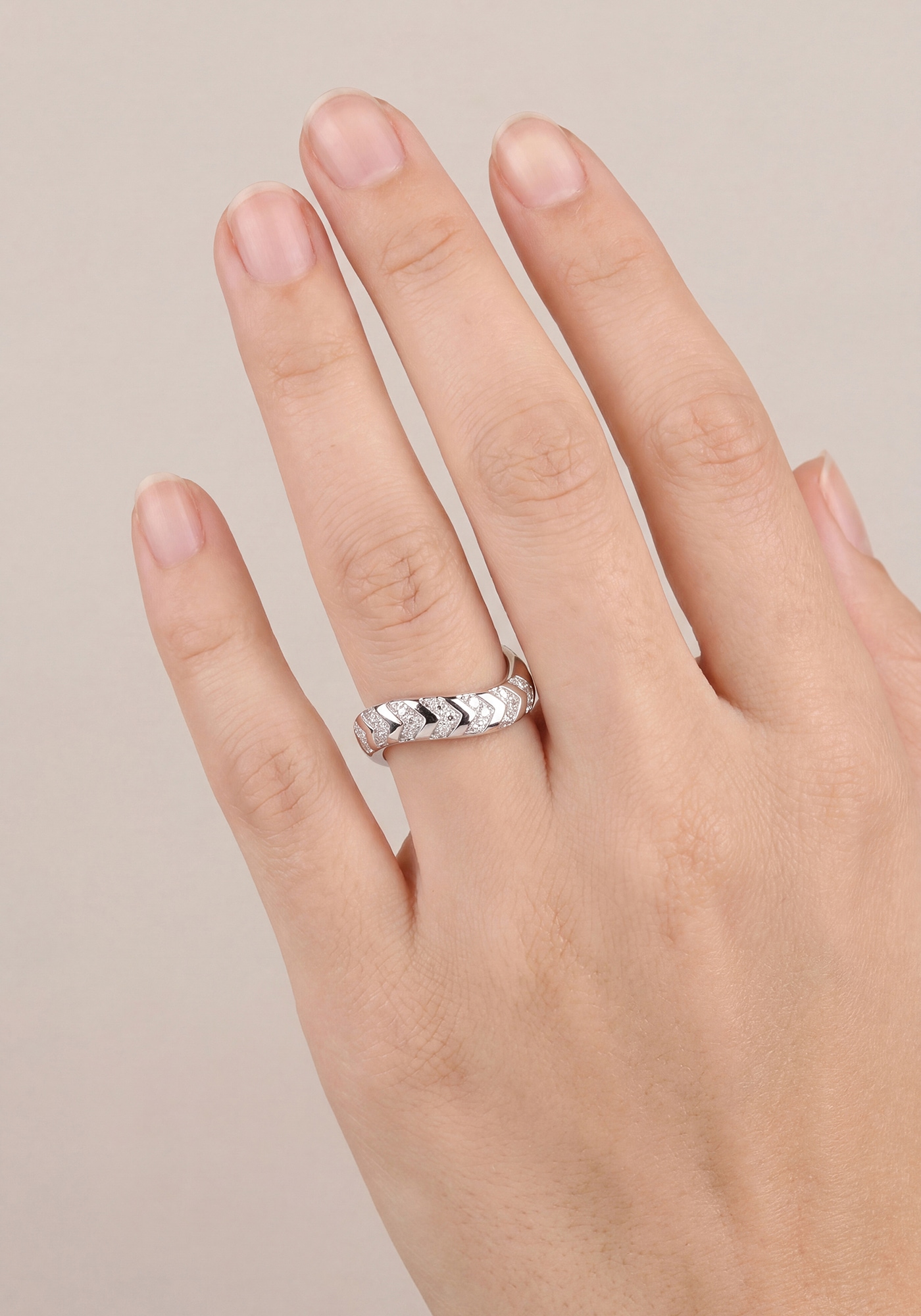 JOBO Silberring »Ring Welle geschwungen« 925 Silber mit 21 Zirkonia