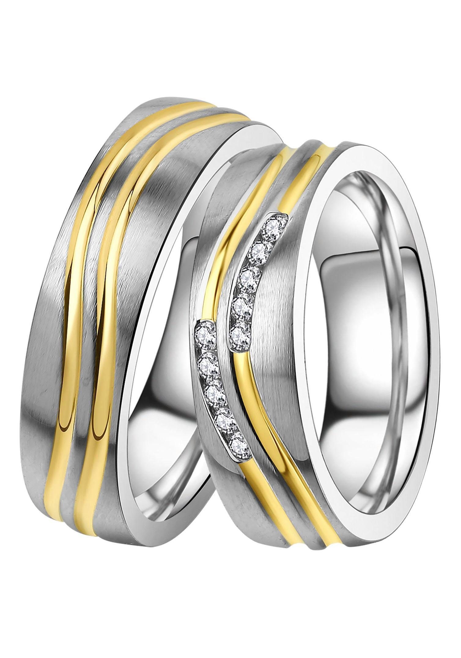 DOOSTI Trauring »Schmuck Geschenk Edelstahl Trauring Ehering Partnerring LIEBE«, Made in Germany, wahlweise mit oder ohne Zirkonia