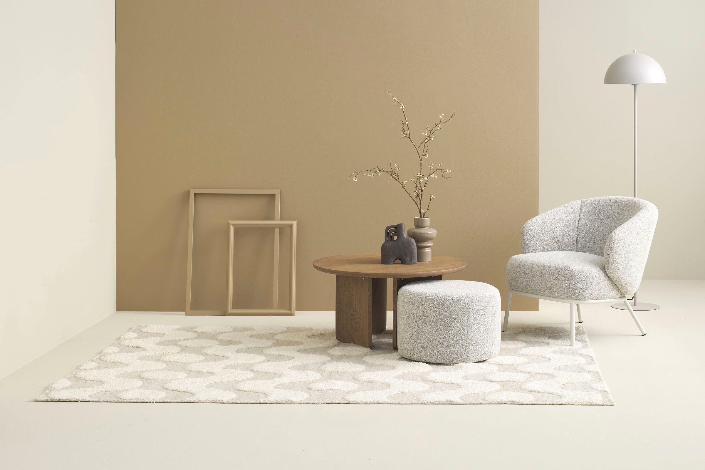 SCHÖNER WOHNEN-Kollektion Loungesessel »SELVIK« 1 Stk. tlg. mit Taschenfederkern, Bezug Bouclé, Untergestell pulverbeschichtet