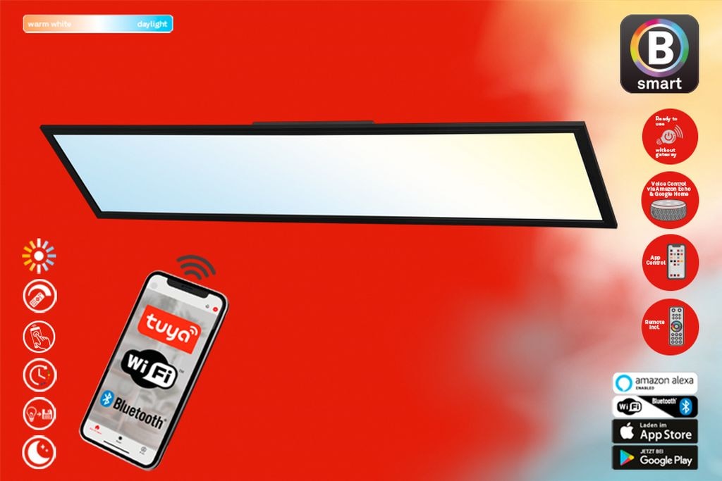 Smarte LED-Leuchte "PIATTO S"weiß, neutral, BRILONER LEUCHTEN, Leuchten