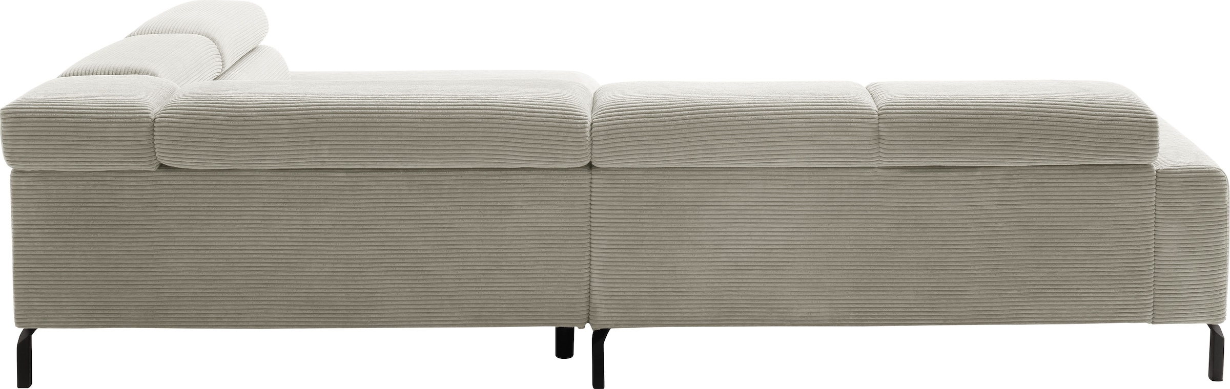 Places of Style Ecksofa »Antonelli, L-Form, inkl. Kopfteilverstellung, Breite 312 cm«, mit elektrischer Sitztiefenverstellung, in Cord, hellgrau