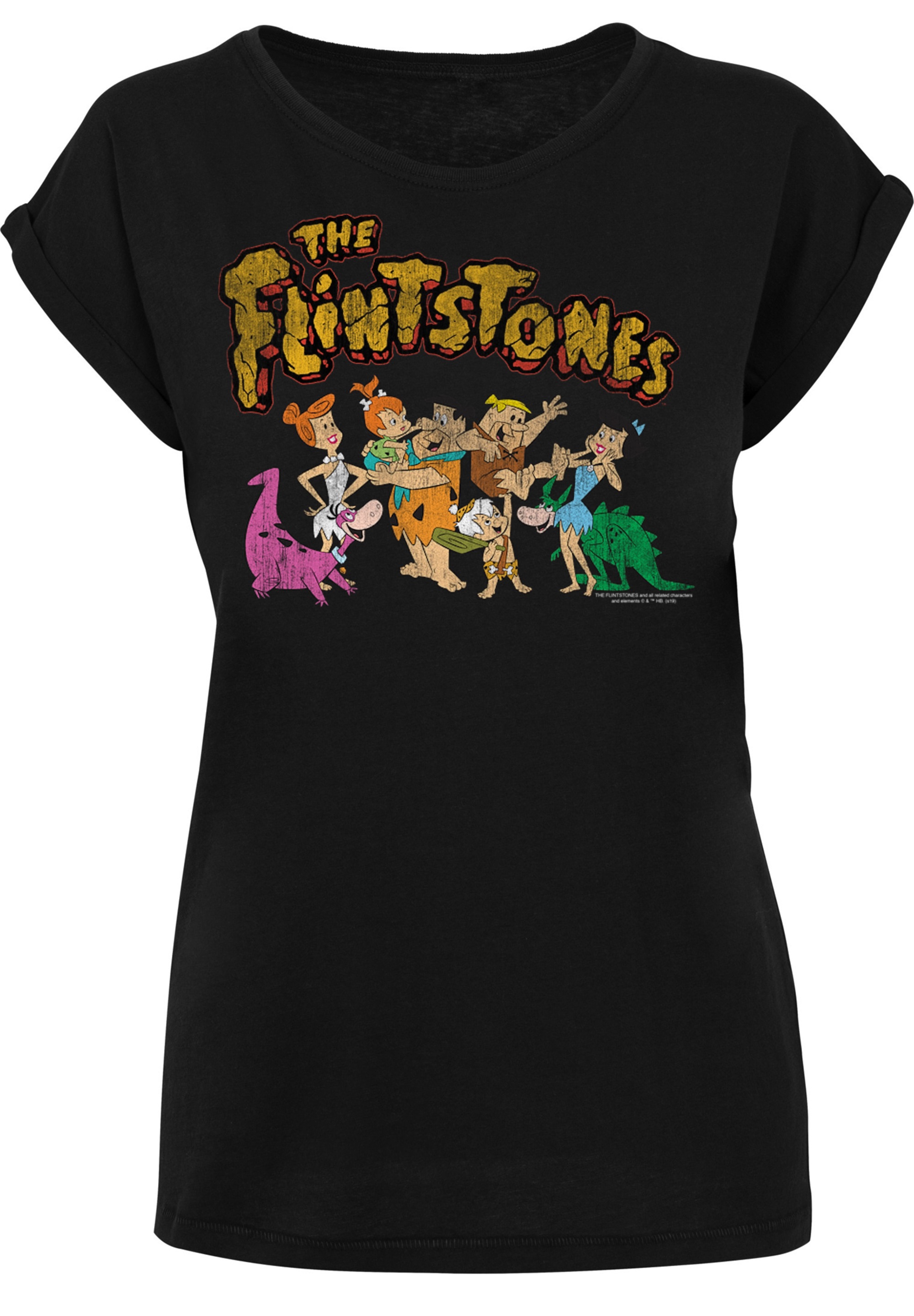 F4NT4STIC T-Shirt »Die Familie Feuerstein Group Distressed«, Damen,Premium Merch,Regular-Fit,Kurze Ärmel,Bedruckt