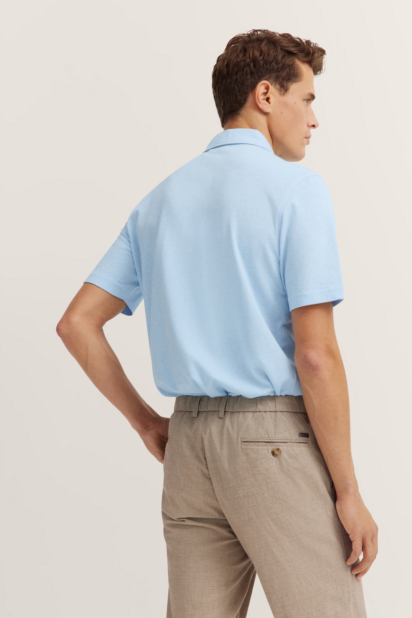 bugatti Poloshirt, aus Baumwoll-Leinen-Mischung