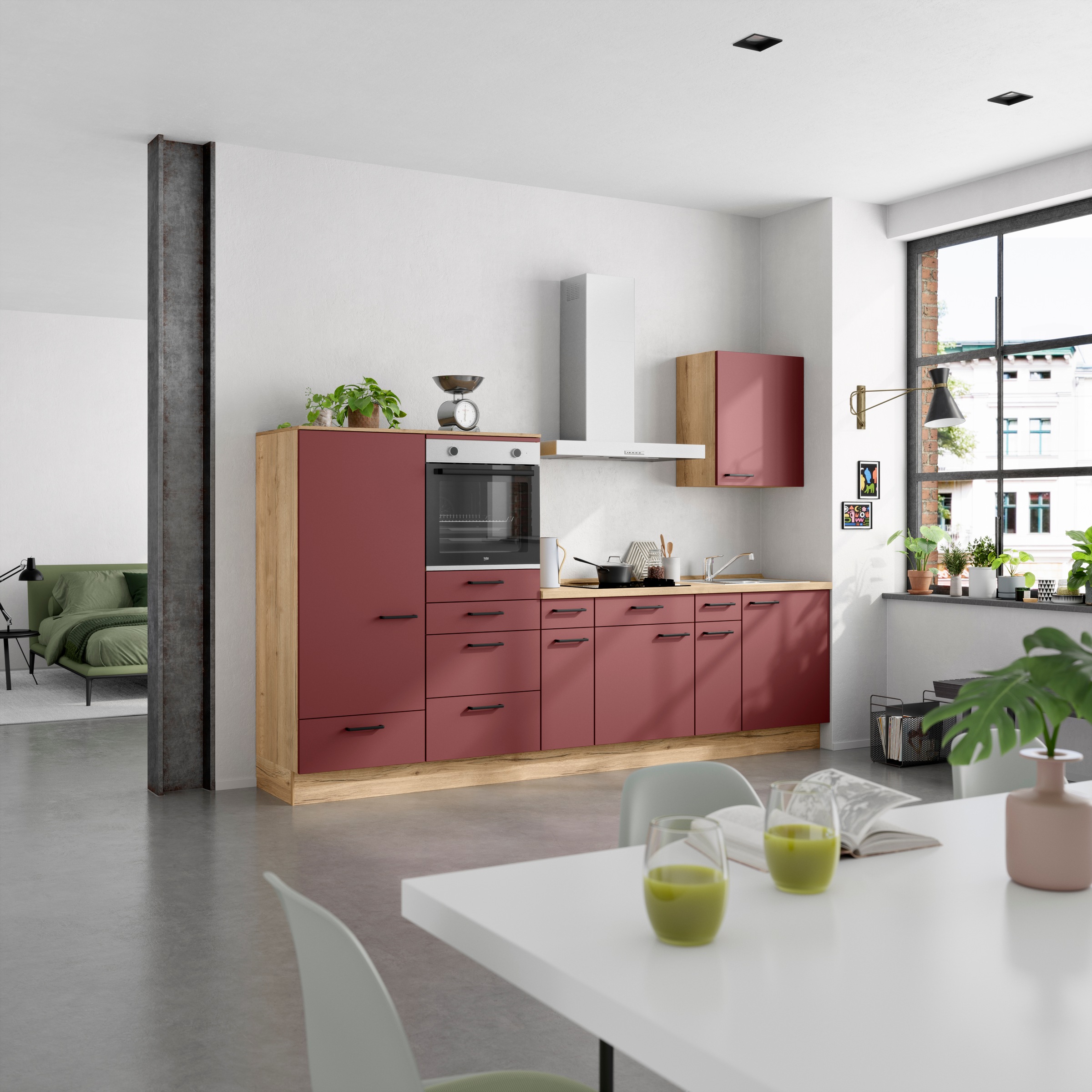 nobilia® Küchenzeile »"Easytouch I"«, vormontiert, Ausrichtung wählbar, Breite 300 cm, wahlw. mit E-Geräten
