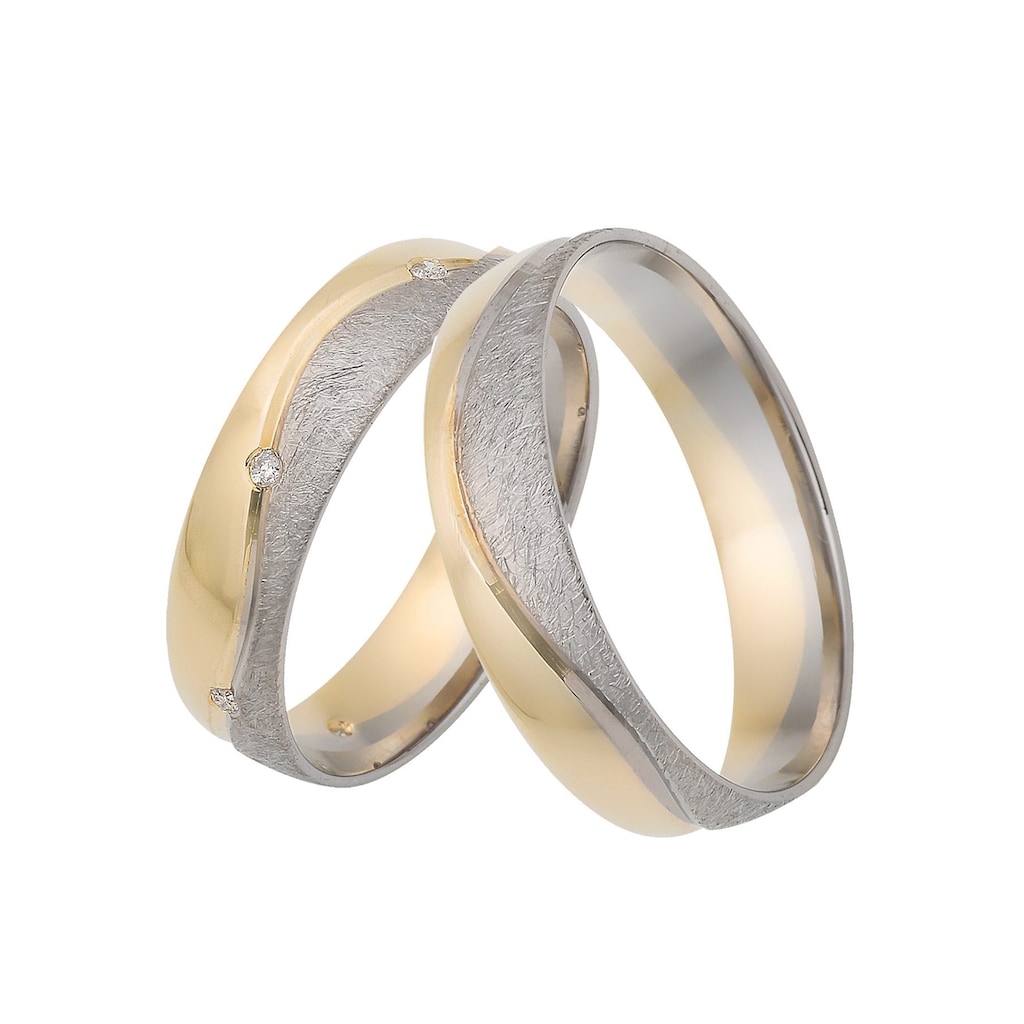 Firetti Trauring »Schmuck Geschenk Gold 375 Hochzeit Ehering Trauring "LIEBE" Welle«