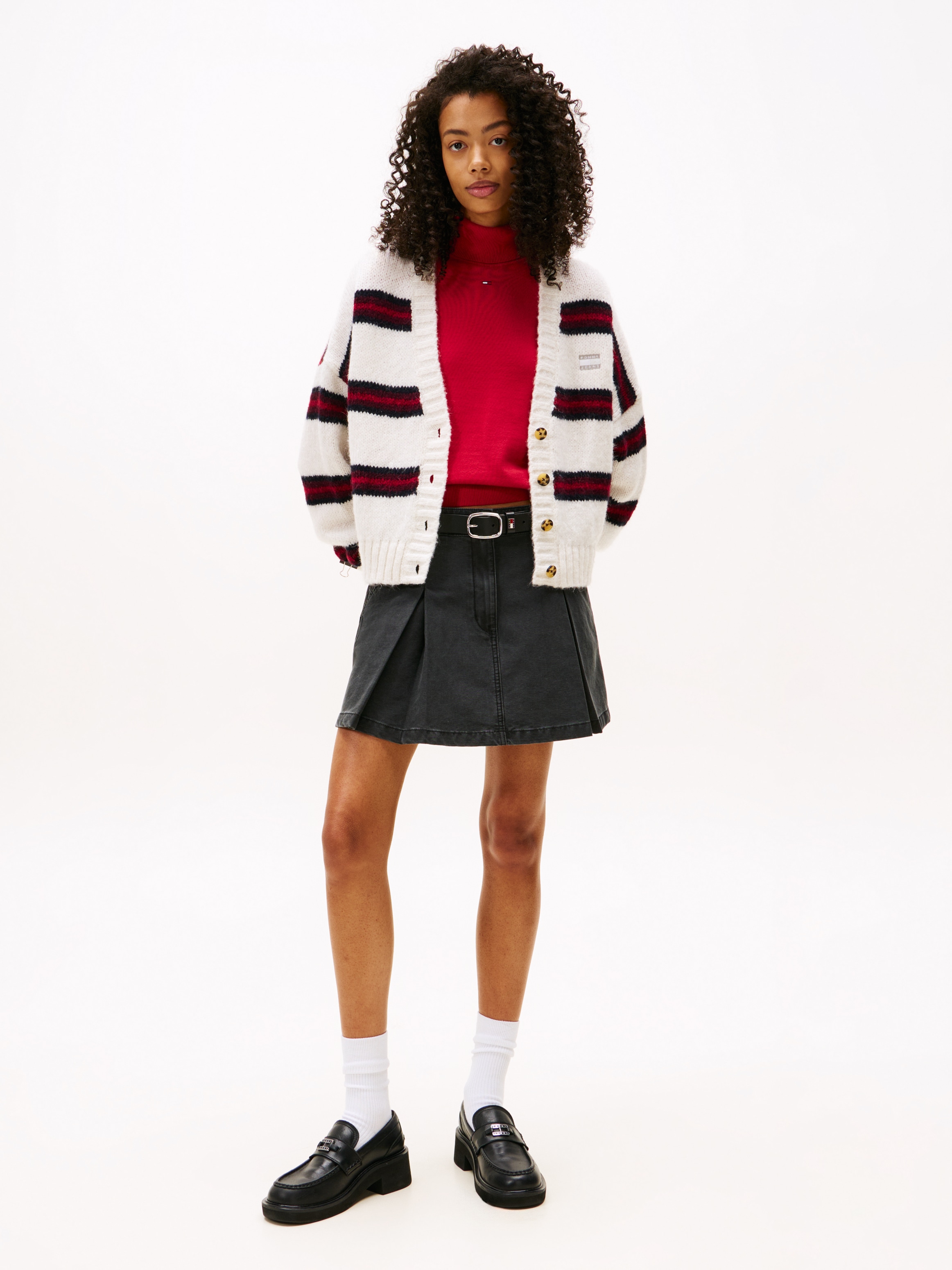 Tommy Jeans Strickjacke »TJW BADGE STRIPE FLUFF CARDI EXT«