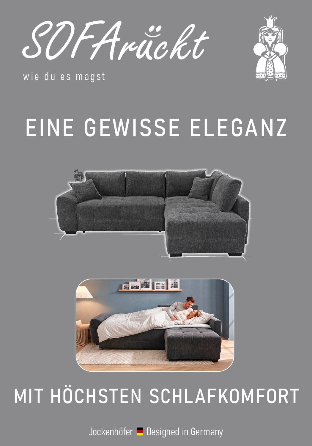 Jockenhöfer Gruppe Ecksofa »Amalfi L-Form, B: 270 cm, Liegefl. 146x224 cm, Dauerschlafsofa« Couch mit Tonnentaschen-Federkern, Topper, Bettkasten & Kissen