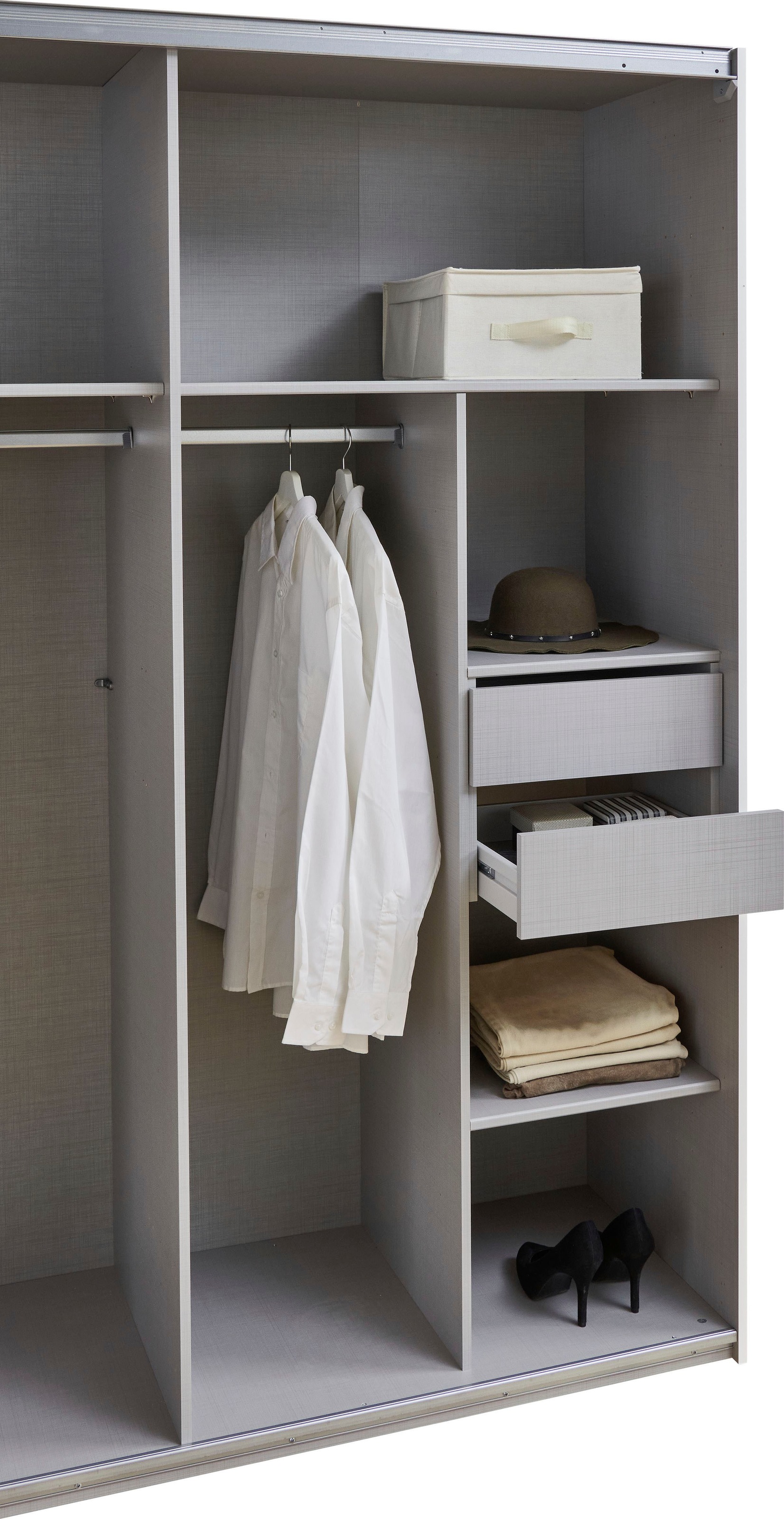 Wimex Schwebetürenschrank »Jork Kleiderschrank mit Spiegel, schwarze Metallgriffe«, Schrank in verschiedenen Größen und Innenausstattungsvarianten