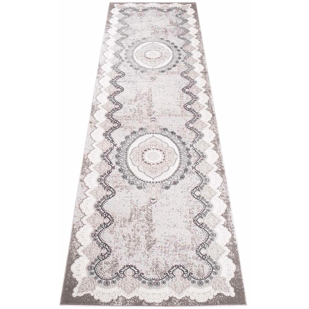 Carpet City Läufer »Platin 7742«, rechteckig, Kurzflor, Ornamente, Glänzend durch Polyester, ideal für Flur & Diele