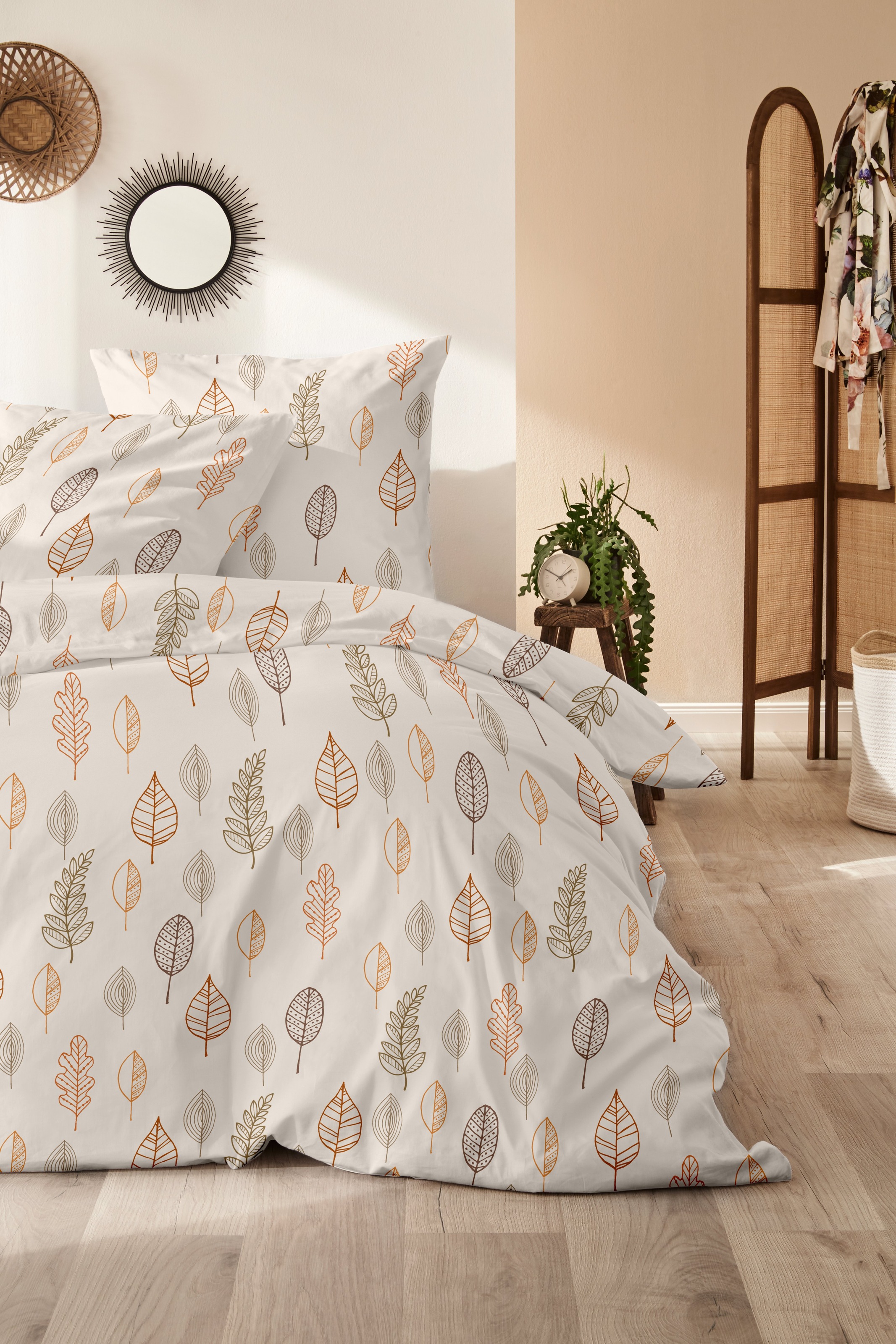 Primera Bettwäsche "Biber-Bettwäsche Autum Leaf" 2 Stk. tlg. mit floralen M günstig online kaufen