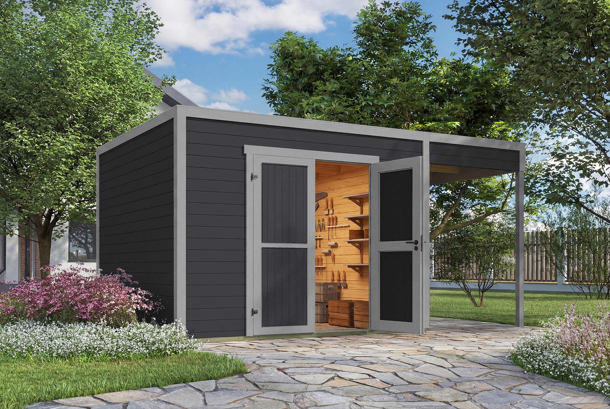 weka Gartenhaus "Batu 3 mit Anbau"