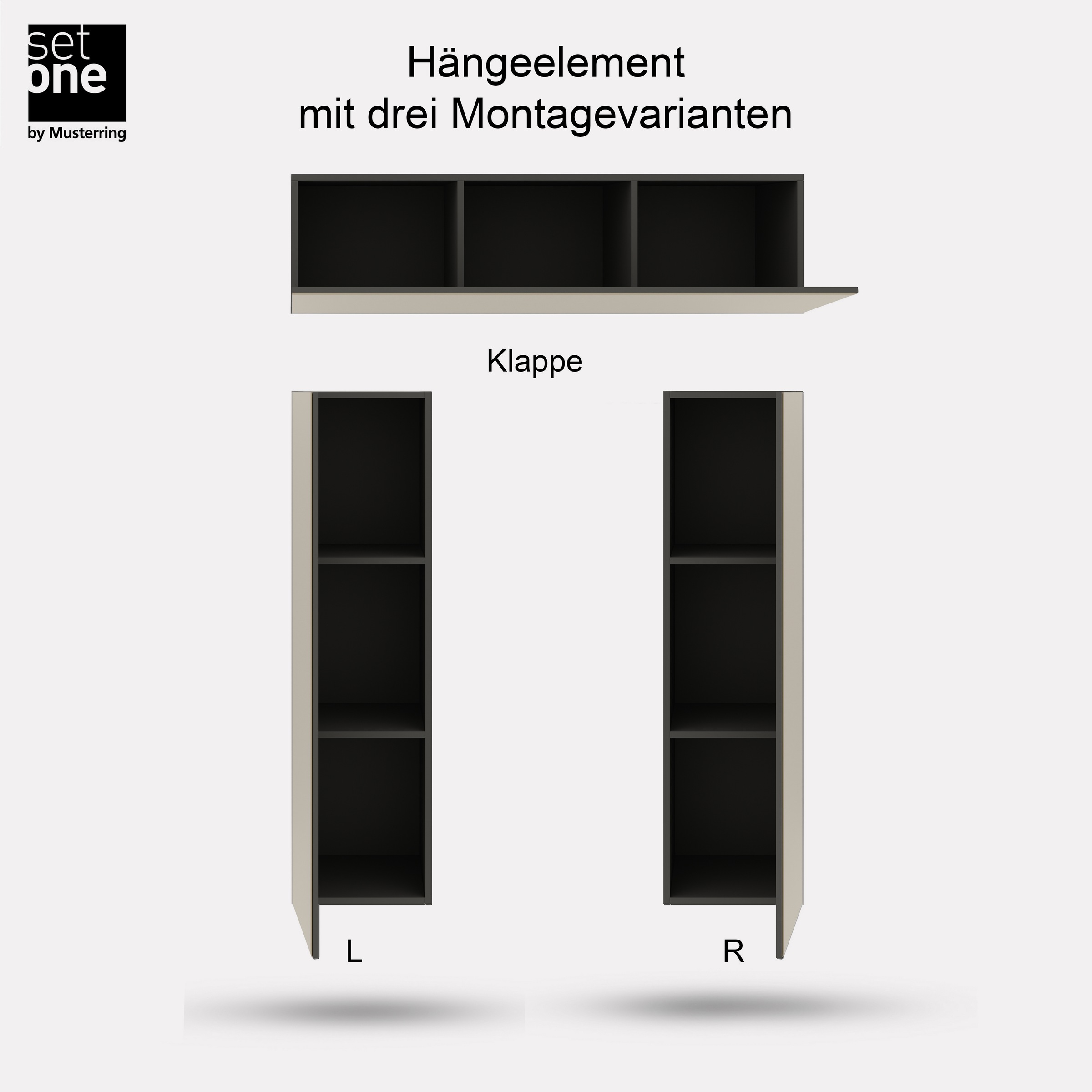 set one by Musterring Hängeschrank »Reno« 1 Stk. tlg. Für vertikale Montage, alternativ waagerecht montierbar