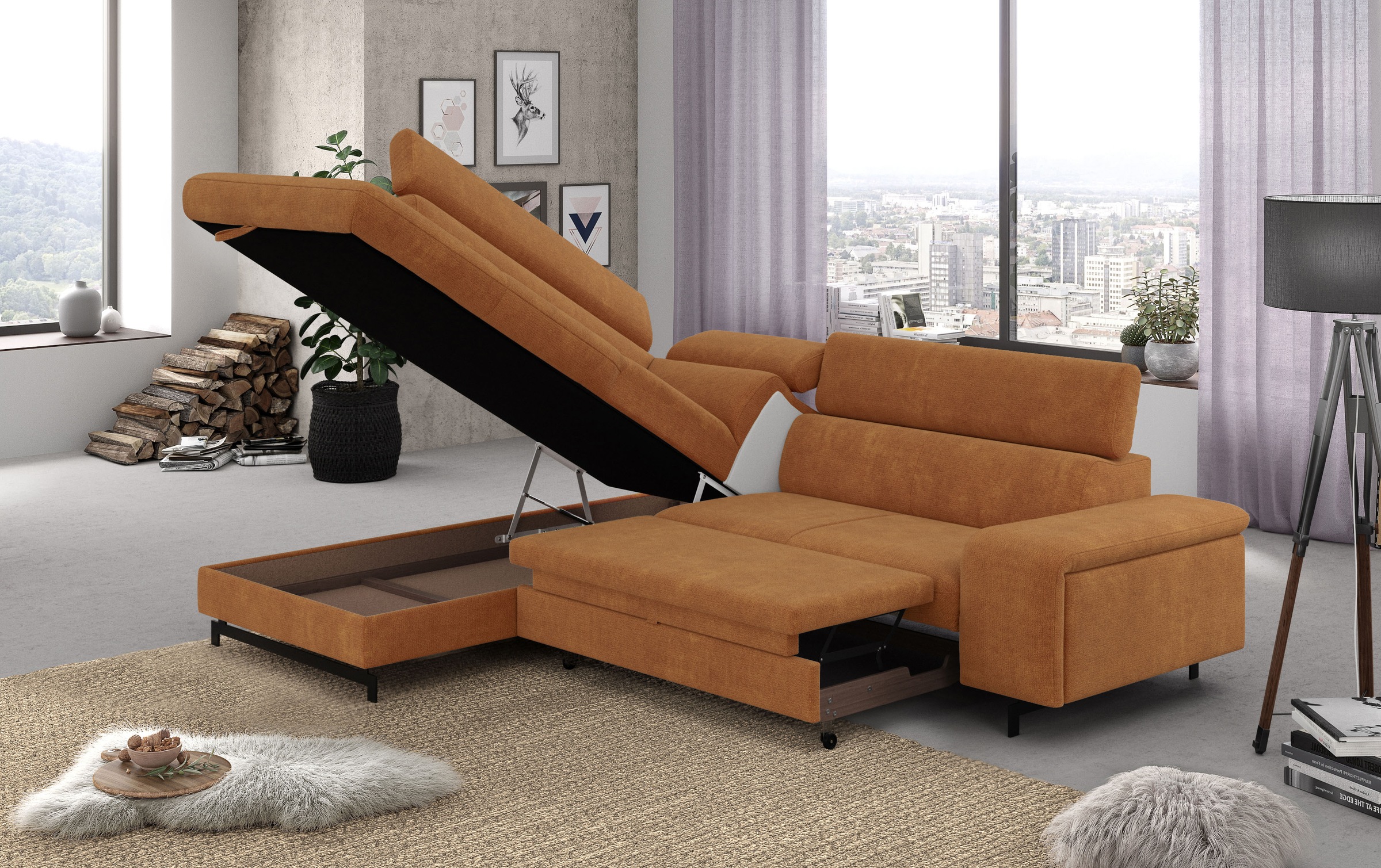 COTTA Ecksofa "Emma L-Form", mit Kopfteilverstellung, wahlweise mit Bettfun günstig online kaufen
