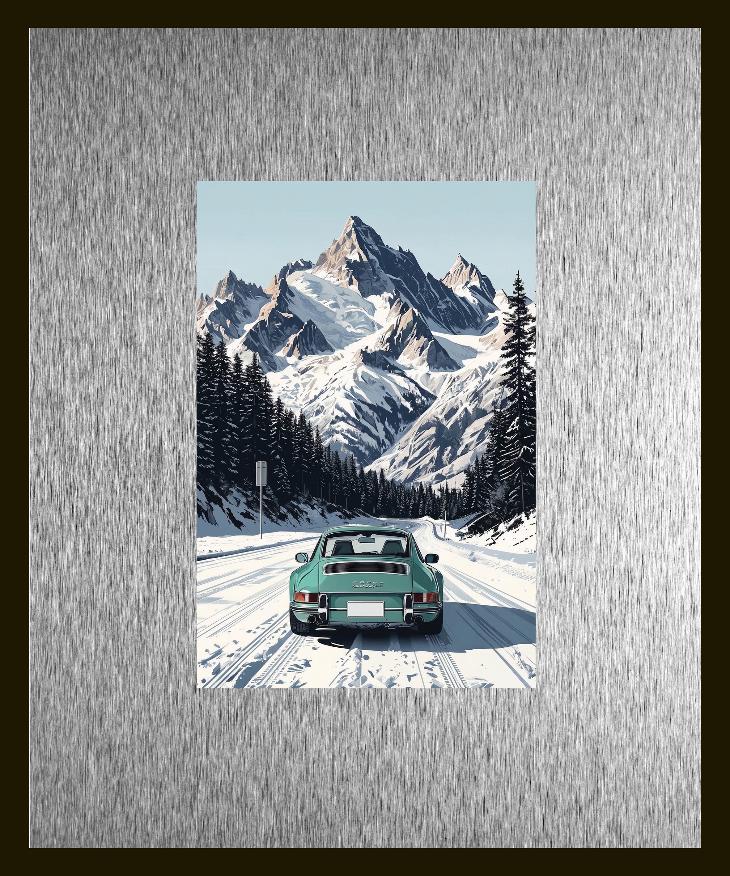 queence Bild "Trend Wandbild, Wandkunst, Kunstdruck "St. Motitz im Winter"" Auto Berge & Alpenbilder Winterlandschaft 1 Stk. tlg. inkl. Passepartout aus hochwertigem Aluminium und schwarzem Rahmen