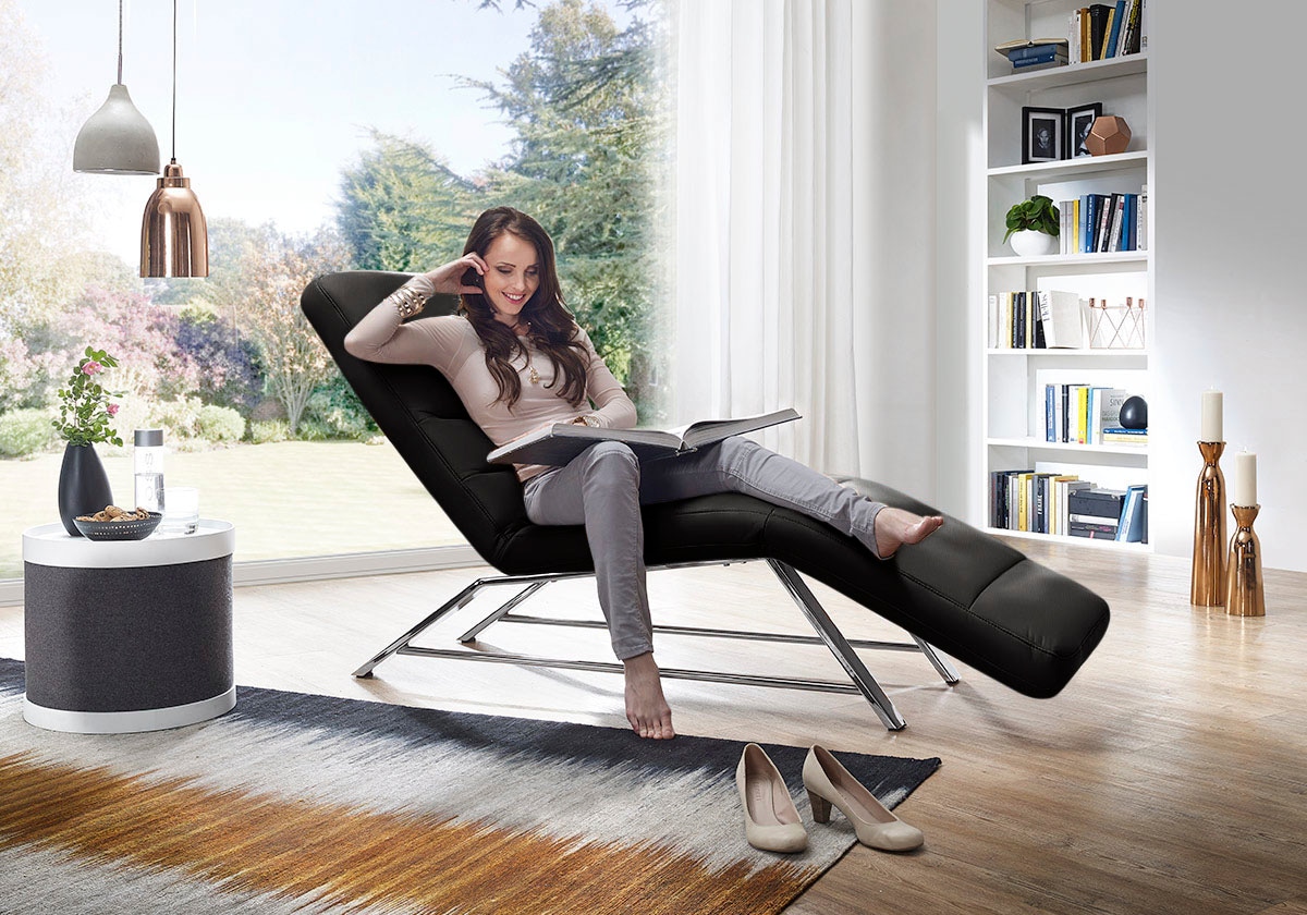 W.SCHILLIG Relaxliege "daily dreams bequem und elegant, B/T 75/170cm" Funktionsliege wahlweise mit Motor, Gestell Chrom, Breite 75 cm